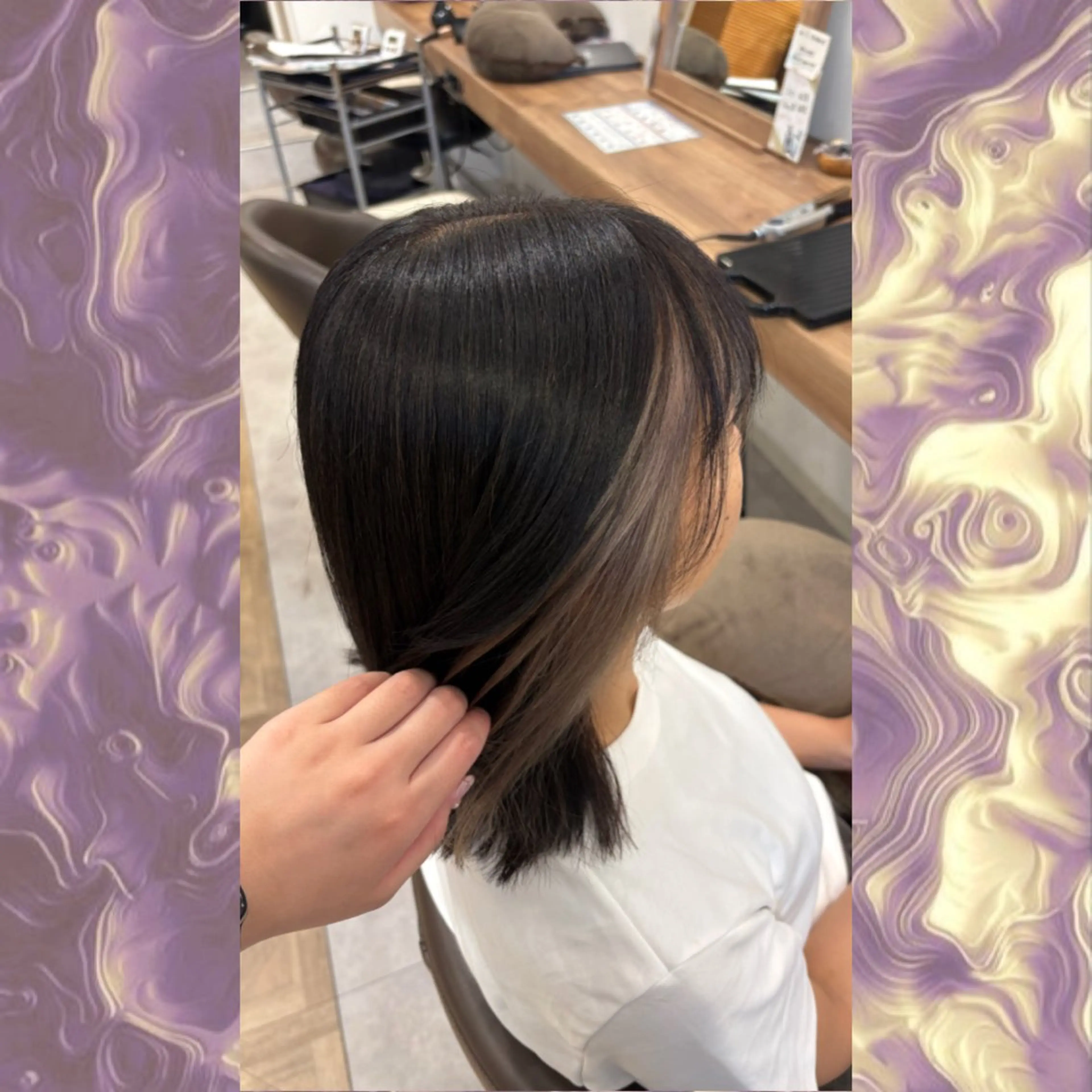 カラー ミストバング  フェイスフレーミング ヘアカラー 渡邊 玲来のヘアスタイル