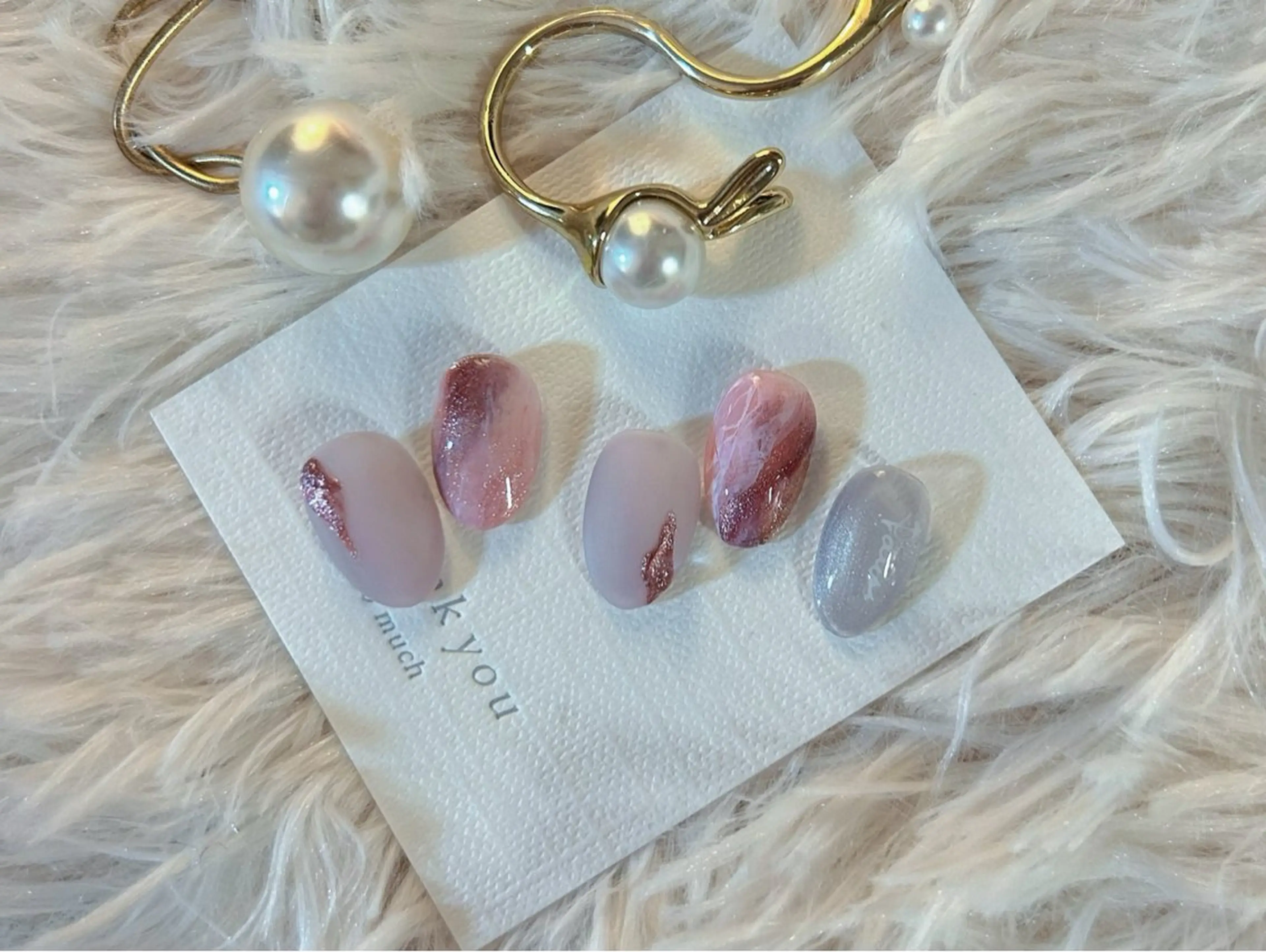 ネイル マグネットネイル 大理石ネイル(マーブル) ピンク ハンドネイル maylienail サロンkiのネイルデザイン