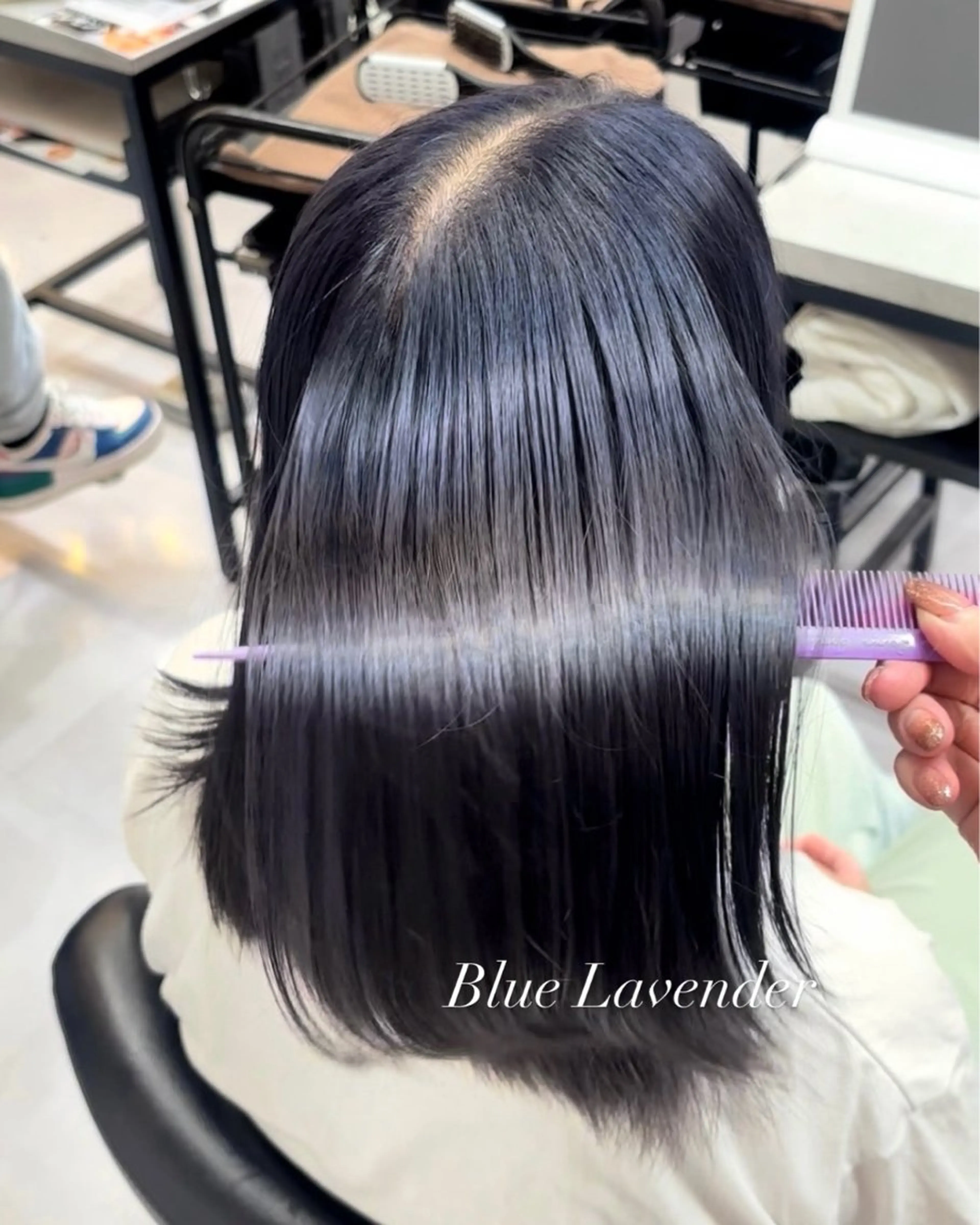 セミロング カラー ブリーチ ブルーカラー ブルーラベンダー 透明感カラー ダブルカラー ヘアカラー ダブルカラー💖 / 髪質改善🪞✨/伽音のヘアスタイル