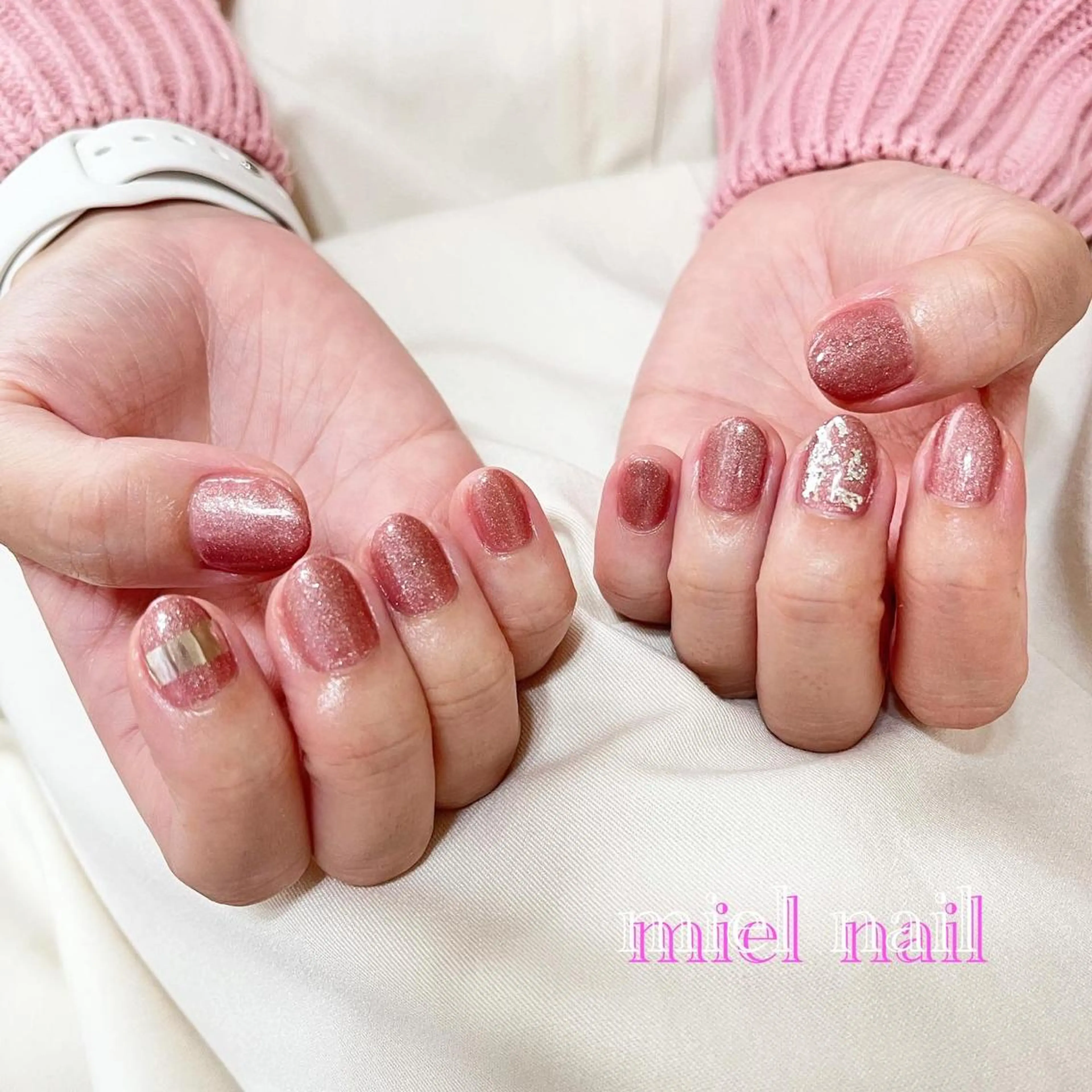 ネイル ピンク 春ネイル 夏ネイル miel nailのネイルデザイン