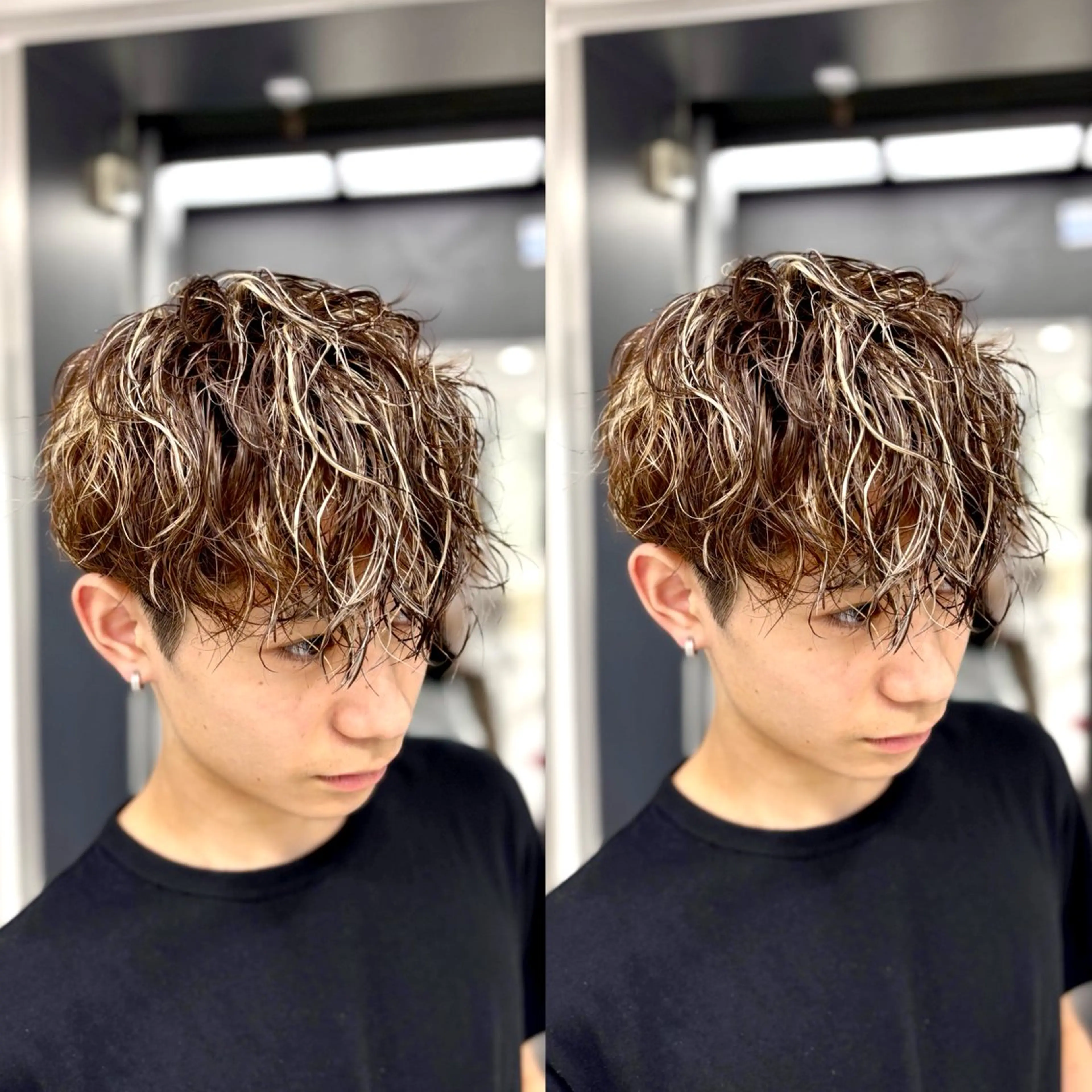 カラー パーマ メンズ カット ヘアカラー パーマ ブリーチ＆波巻パーマ /飯牟田/GEAR.のヘアスタイル
