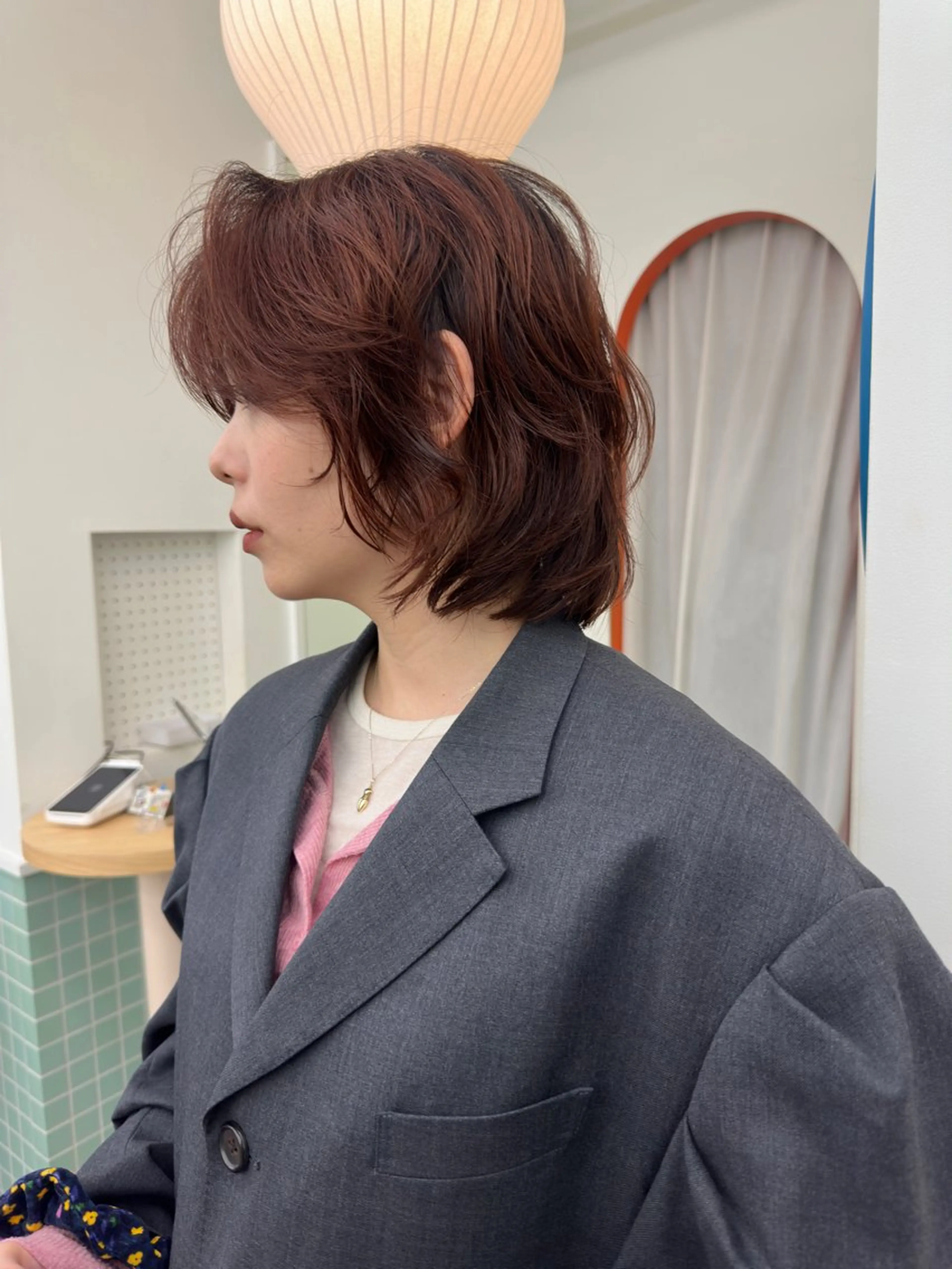 ショート カラー パーマ カット ヘアカラー パーマ ボブ/レイヤー/ケア パーマ/リュウタのヘアスタイル