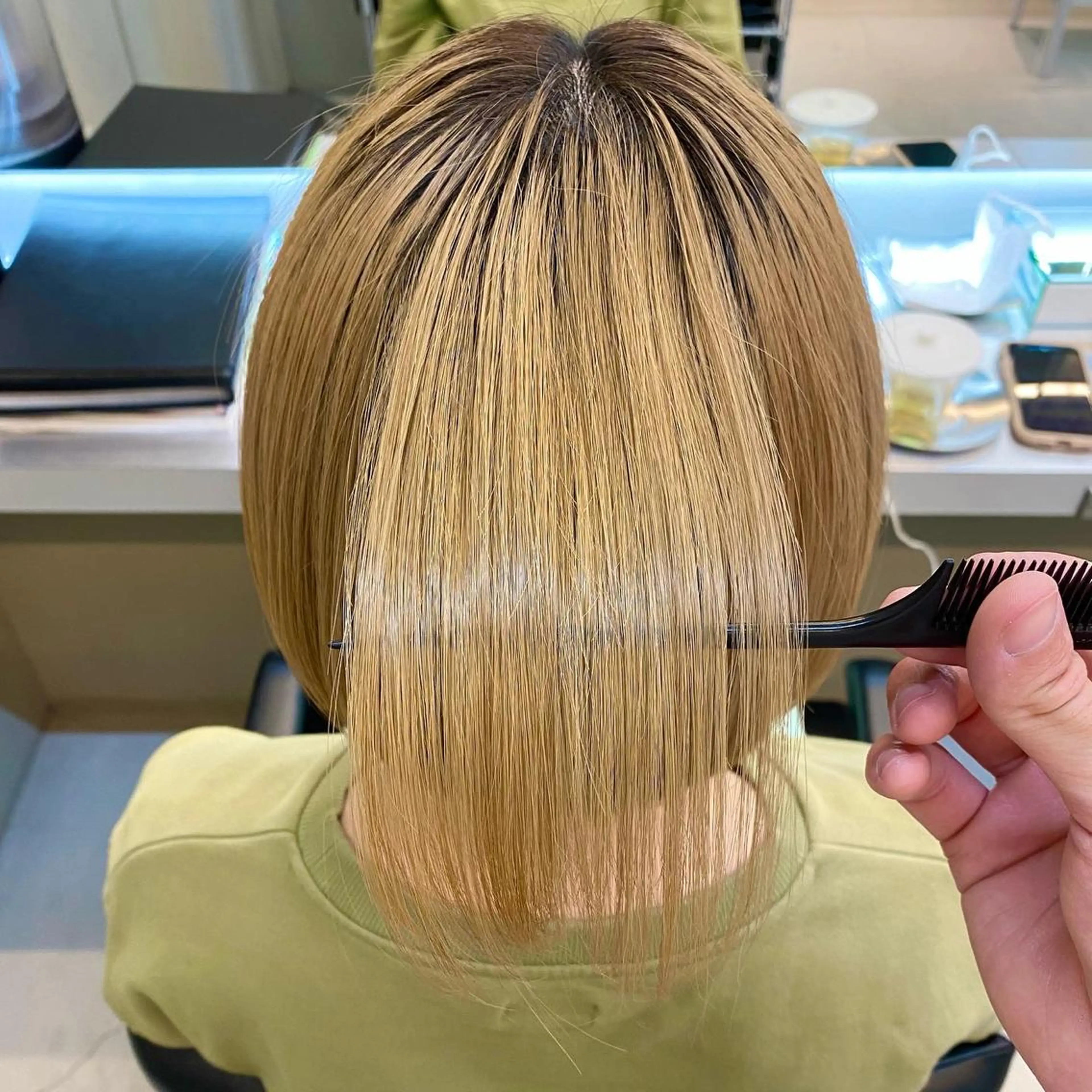ミディアム カラー ブリーチ ブロンド ボブ 髪質改善 トリートメント カット ヘアカラー トリートメント ✨髪質改善職人✨ デザインカラー/若林のヘアスタイル