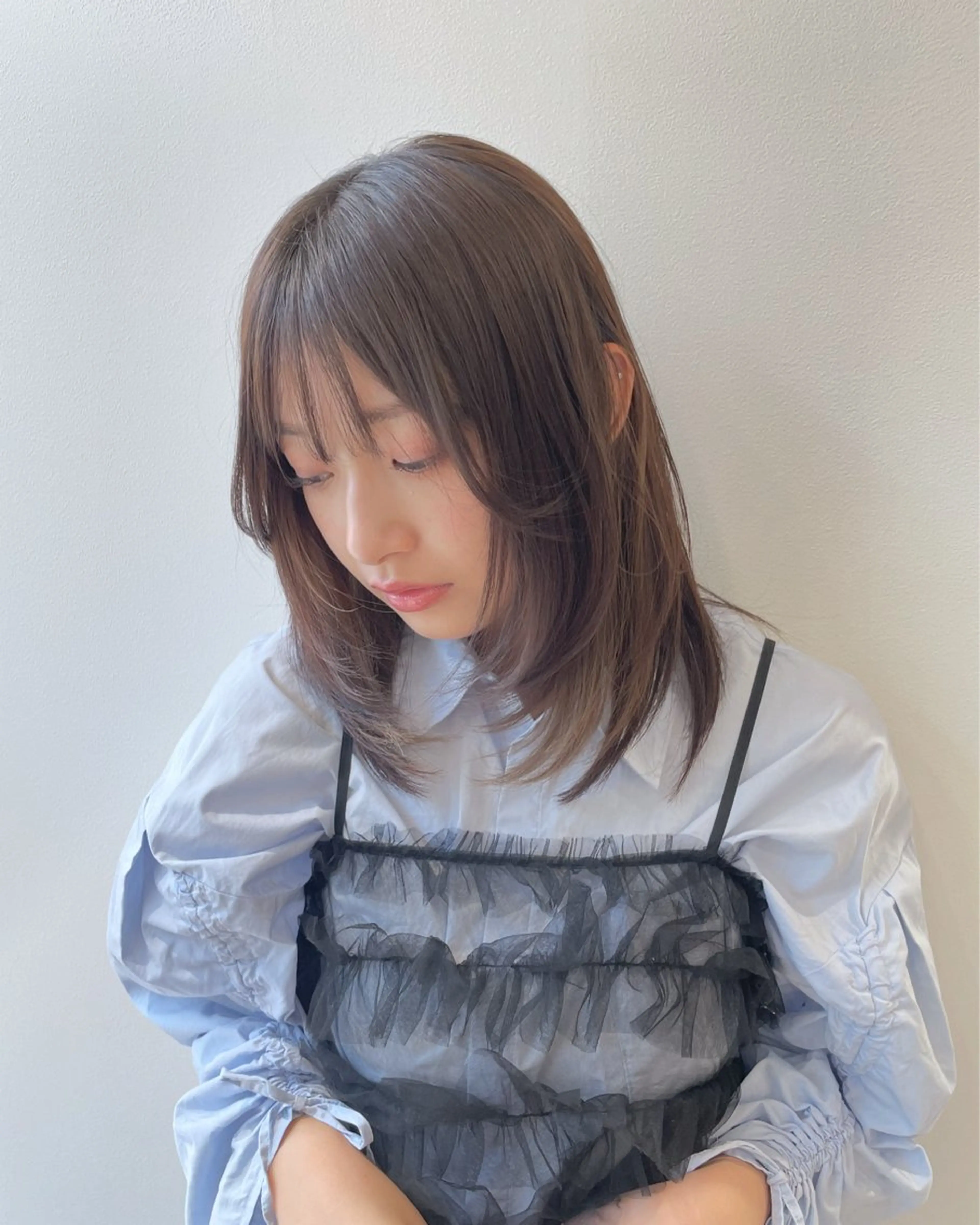 ミディアム カラー ベージュカラー 透明感カラー ヘアカラー sora/ボブ/ レイヤーカットのヘアスタイル