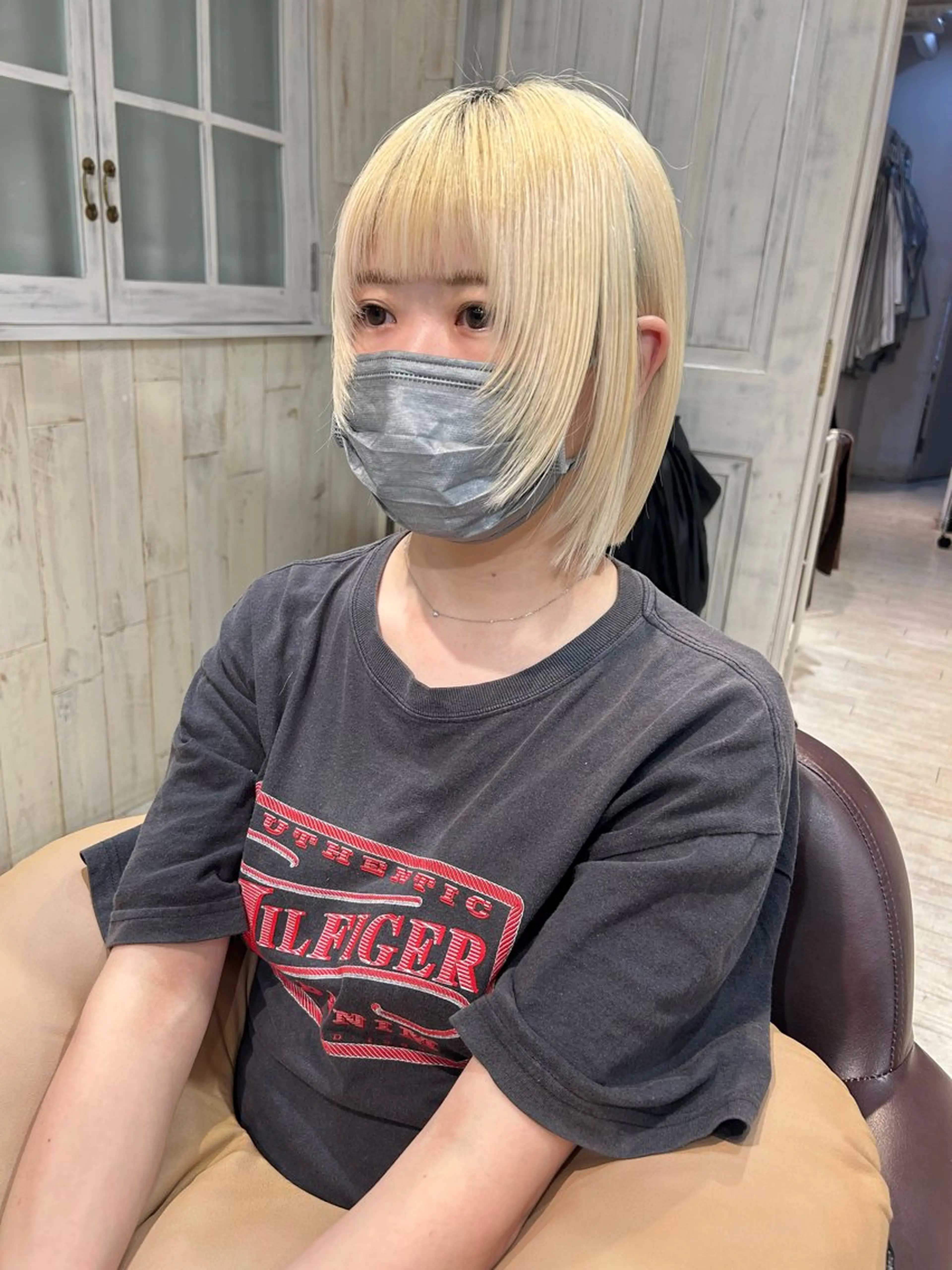ミディアム ボブ 顔まわりレイヤー レイヤーカット グランジフェミニン 🪽比内千聖のヘアスタイル
