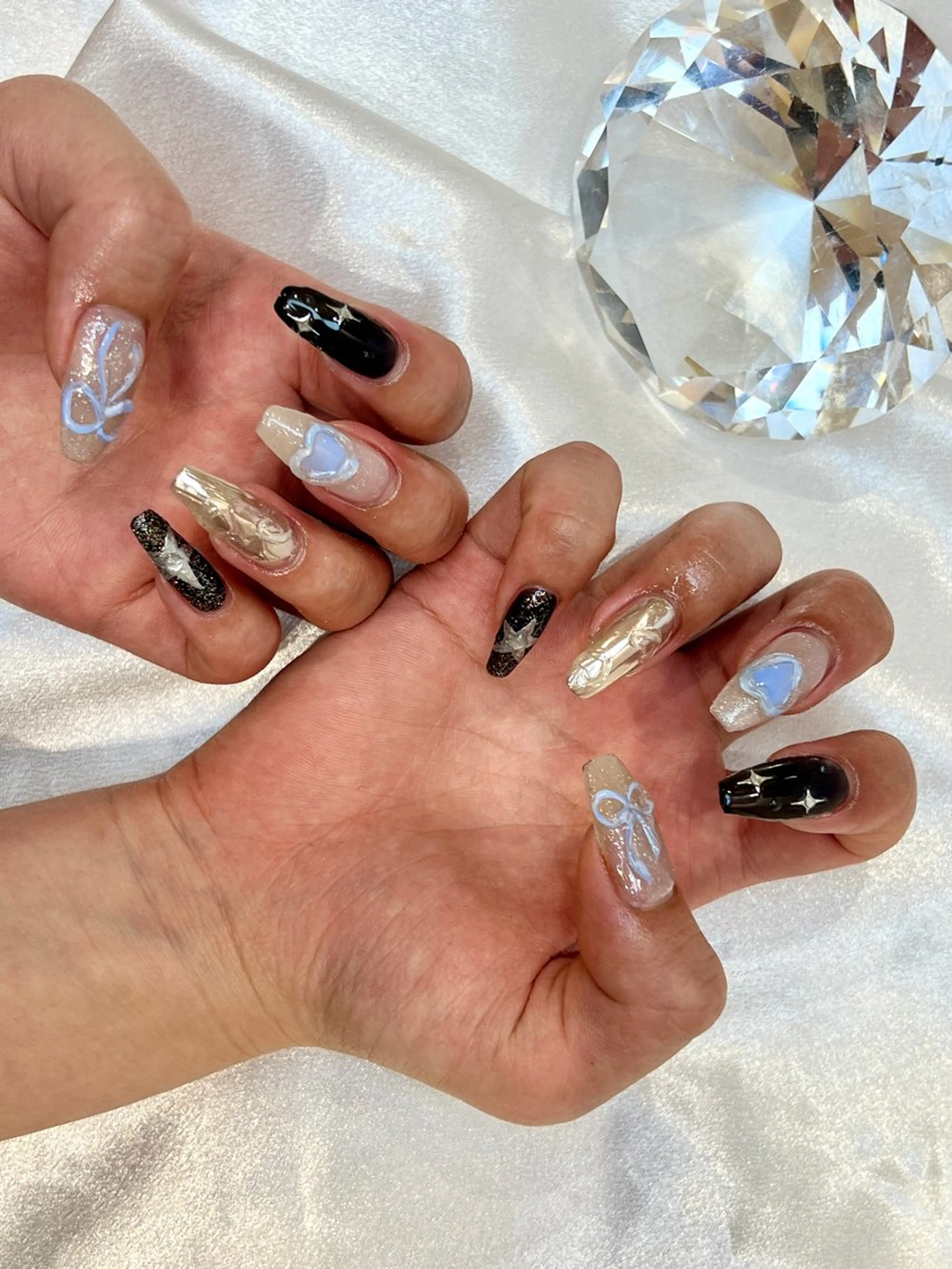 ネイル リボン 個性派ニュアンス nuts nail所属・【池袋】nuts nail なつみのネイルデザイン