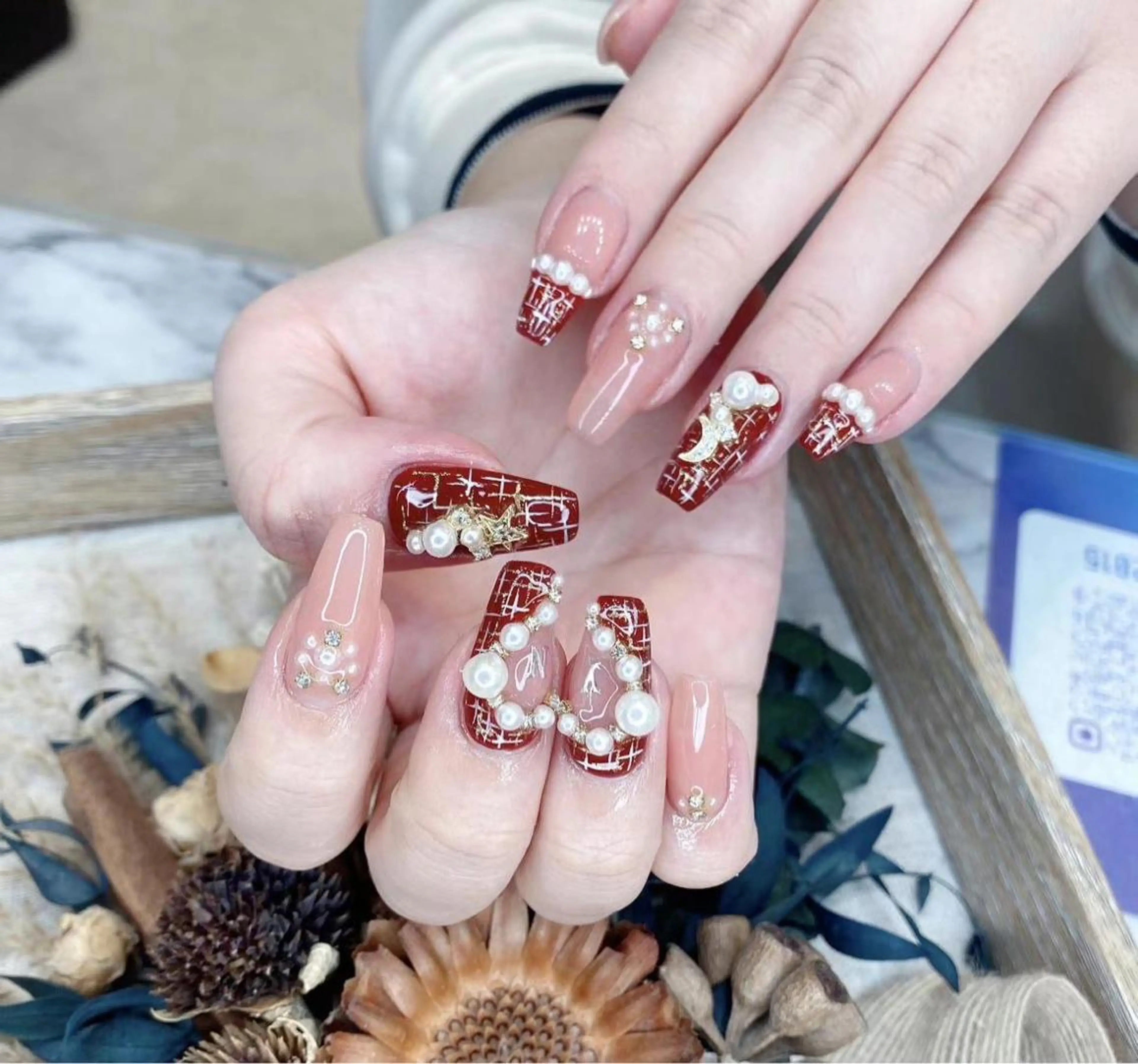 ネイル アートネイル ピンク ツイードネイル Babarla Nailのネイルデザイン
