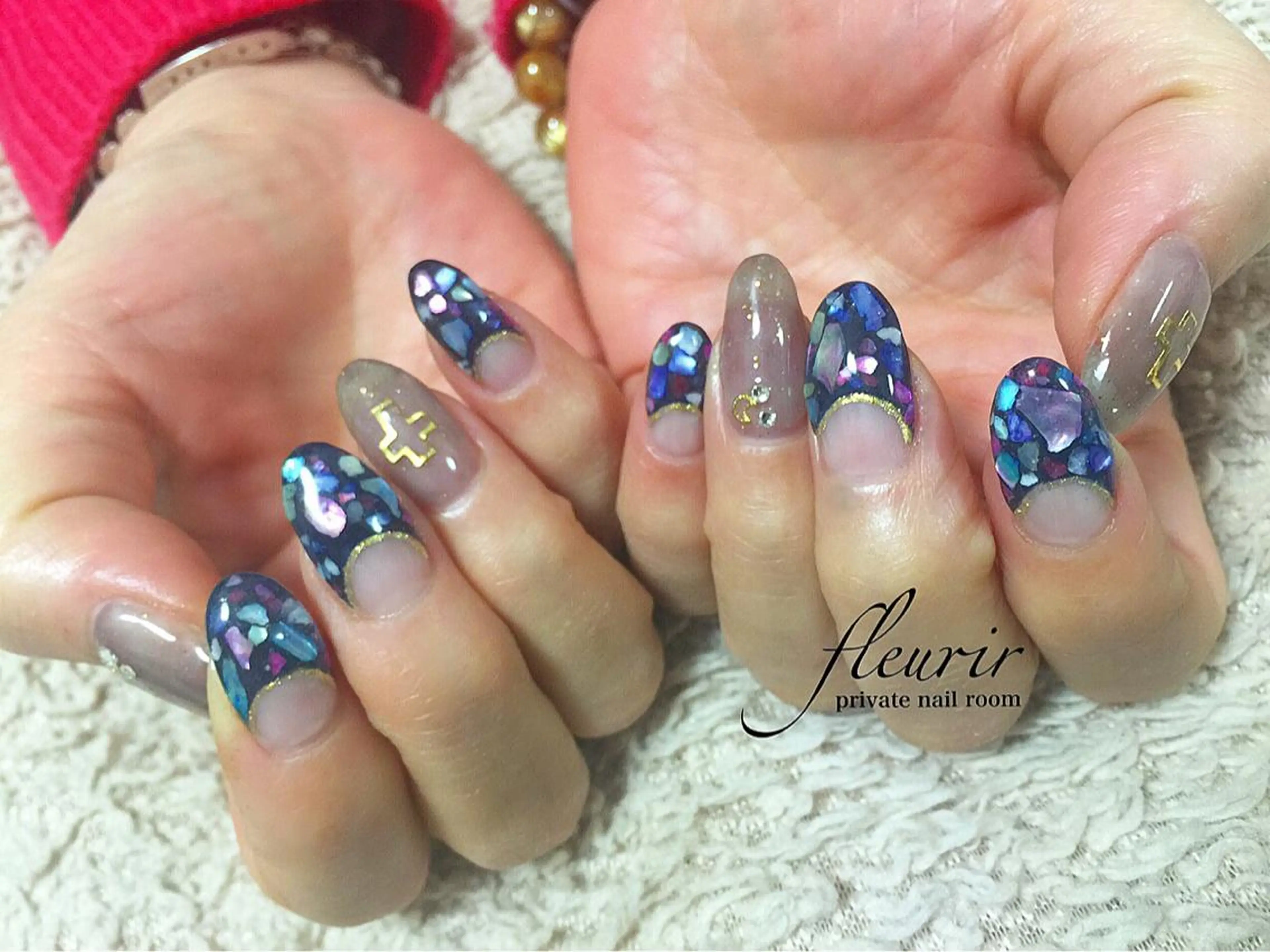 ネイル ネイビー フルリール 【プライベートサロンのネイルデザイン