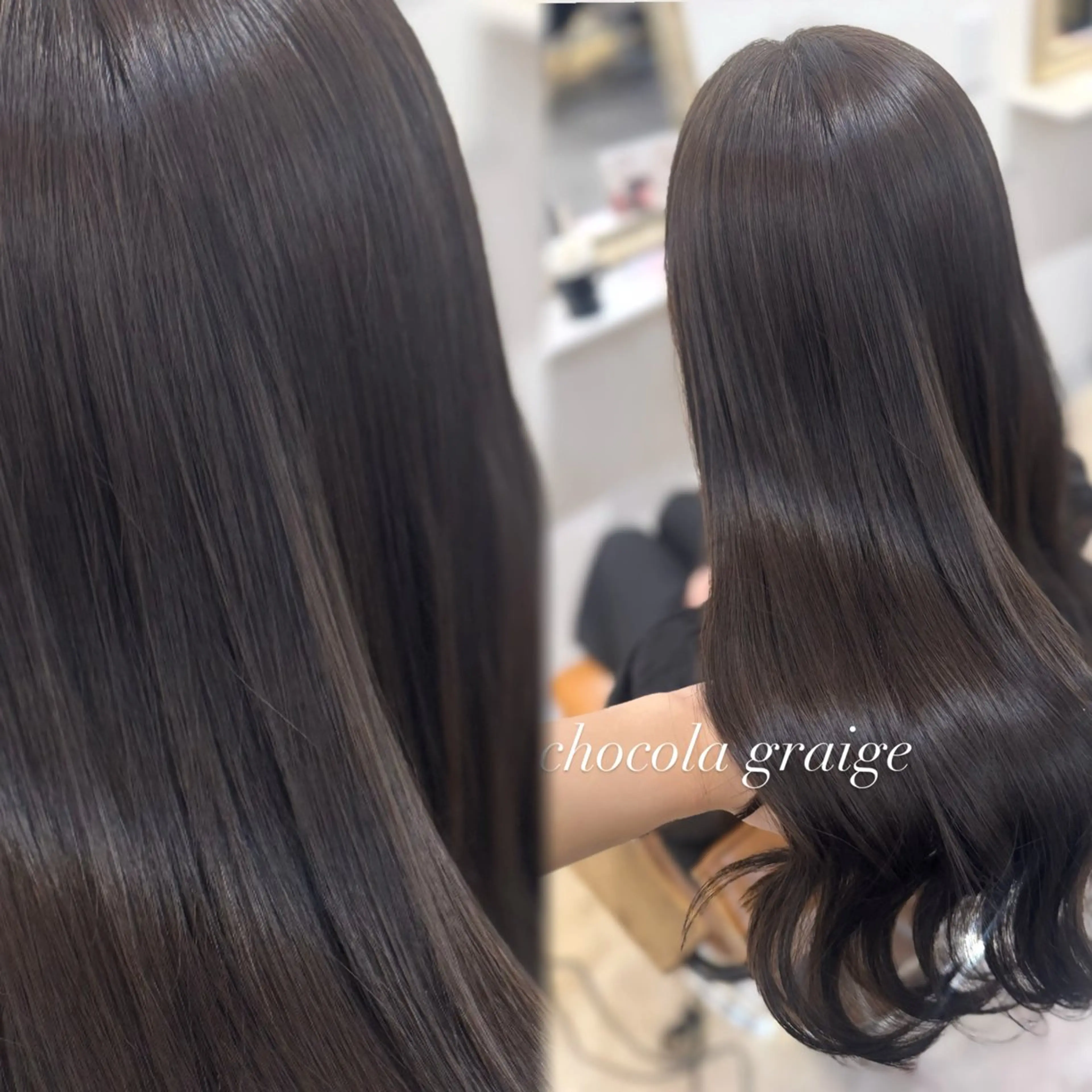 ロング カラー アッシュ アッシュブラウン ベージュカラー 黒髪 ブリーチ カット ヘアカラー トリートメント 赤み無し柔らかカラー 【梅田】madokaのヘアスタイル