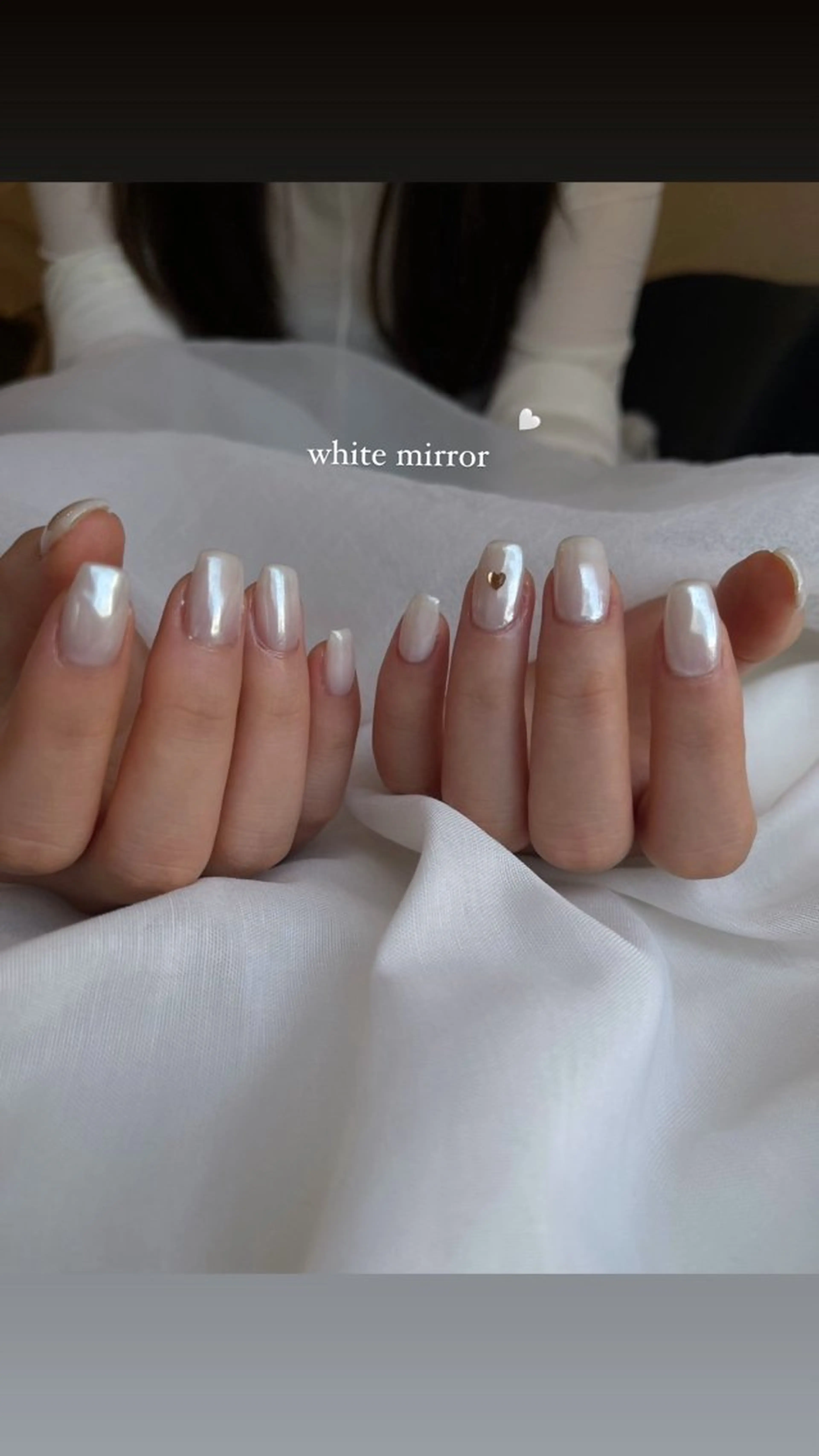 ネイル ミラーネイル ホワイト Rich+nail🫧仙台🫧所属・Rich+nail 🫧仙台🫧のネイルデザイン