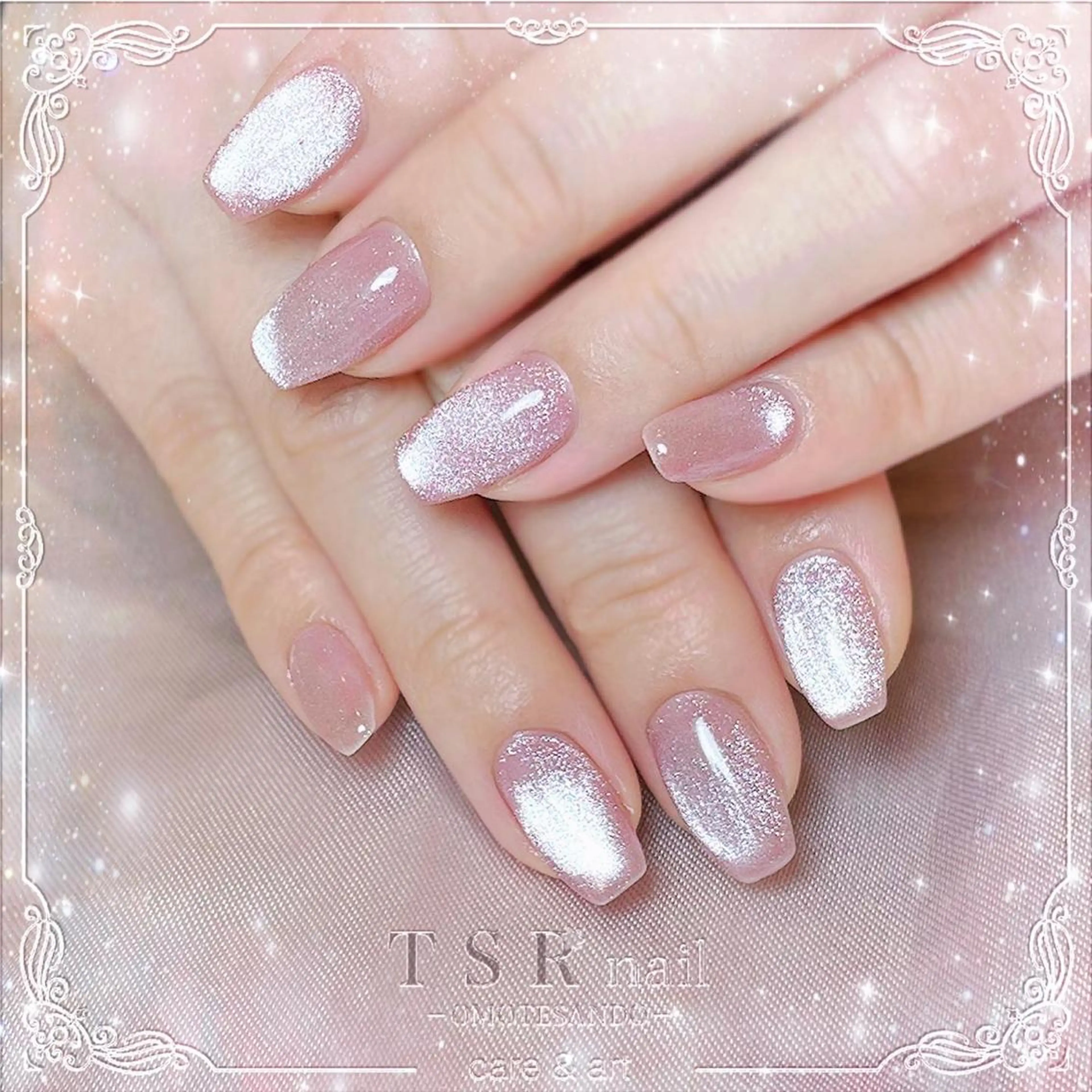 ネイル マグネットネイル 持ち込み ピンク パープル ハンドネイル ハンドケア 爪咲 りり花のネイルデザイン