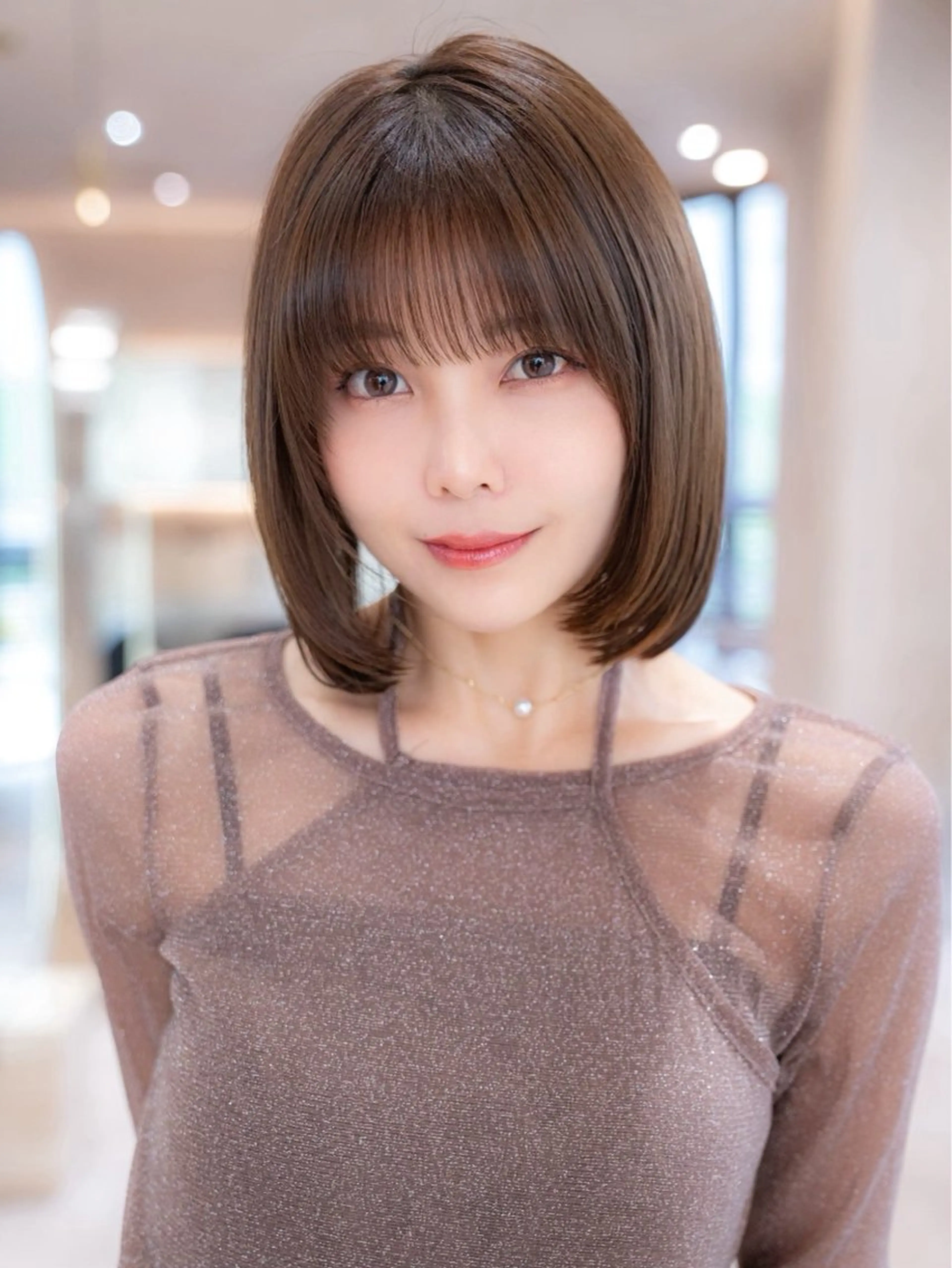 ミディアム カラー カット ヘアカラー トリートメント 垢抜けボブカット /楓のヘアスタイル