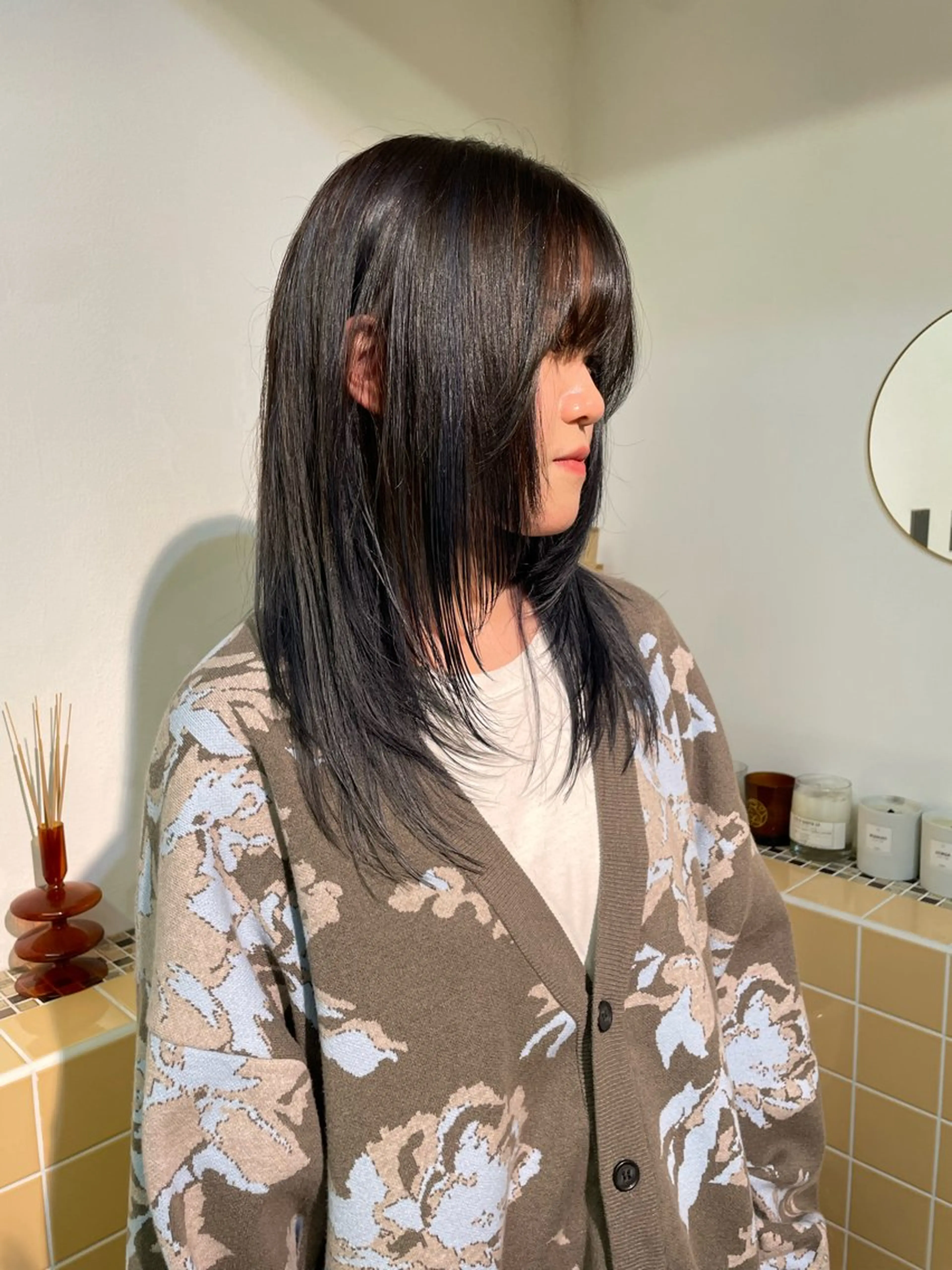 ミディアム カラー カット ヘアカラー トリートメント sakura🌸 レイヤー/nelkeのヘアスタイル