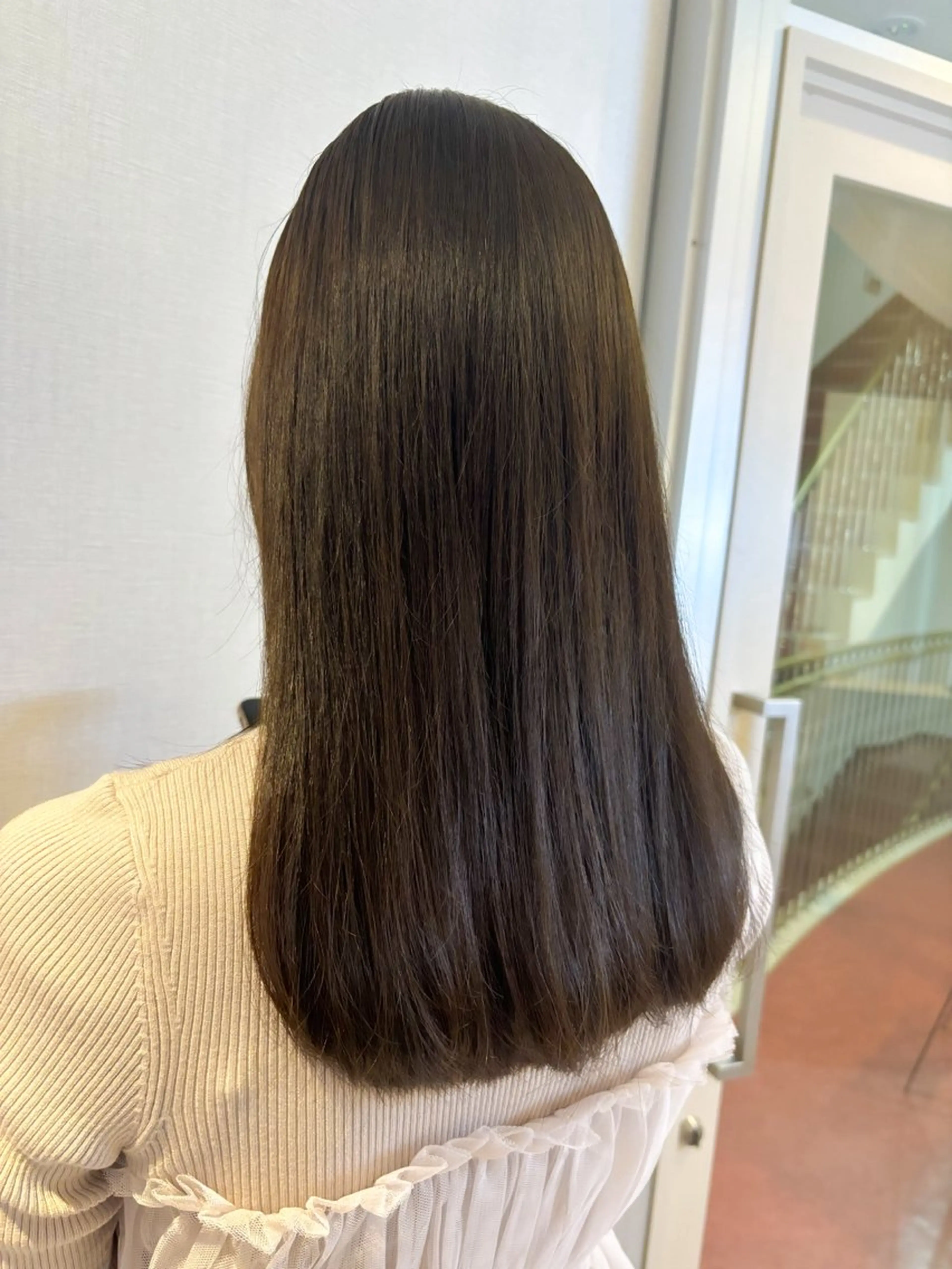 セミロング カラー パーマ ベージュカラー オリーブベージュ 髪質改善 ストレートパーマ [amu]kaho /メンズカット🧃のヘアスタイル