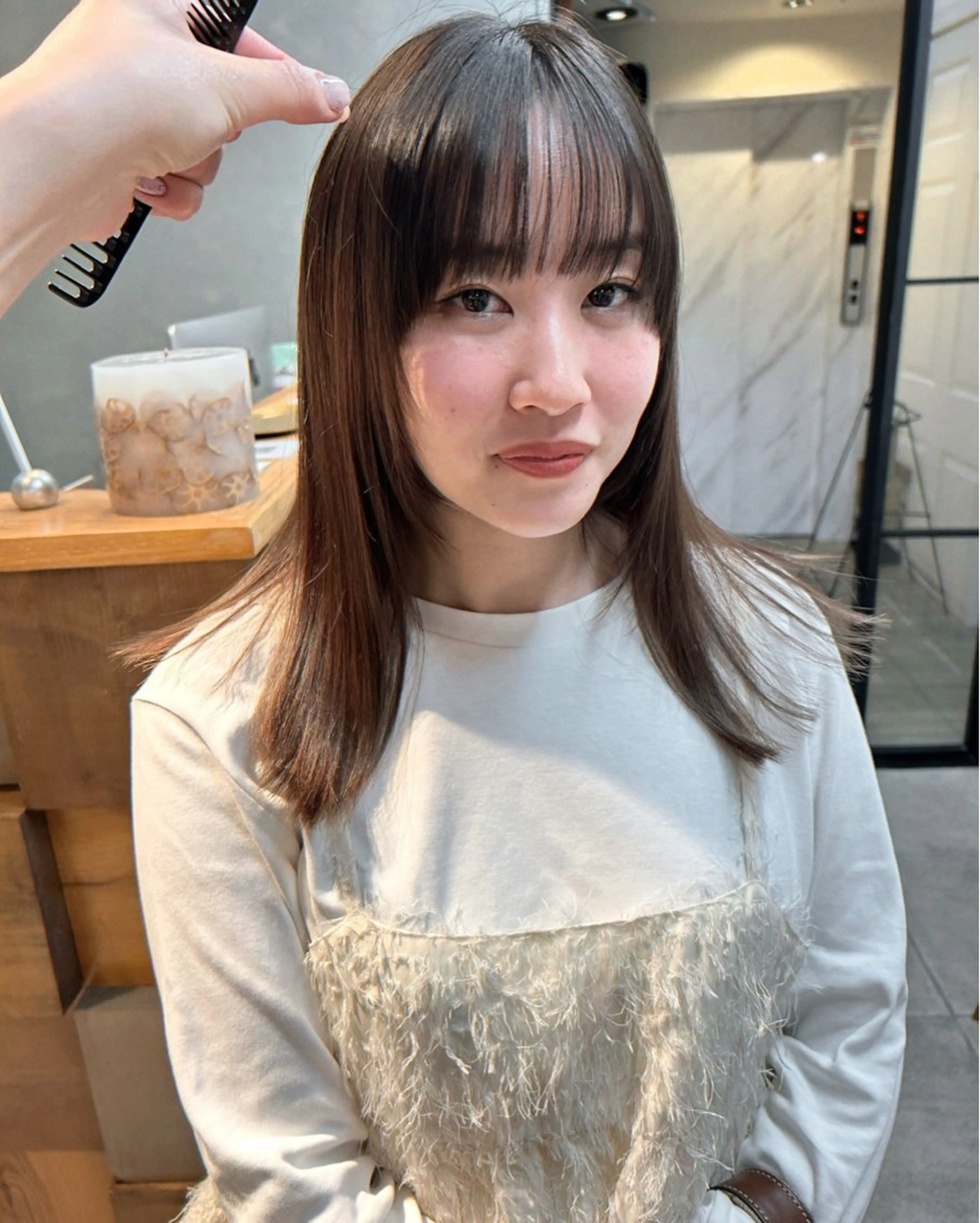 ミディアム カラー rena ✶伏見/顔周りカットのヘアスタイル