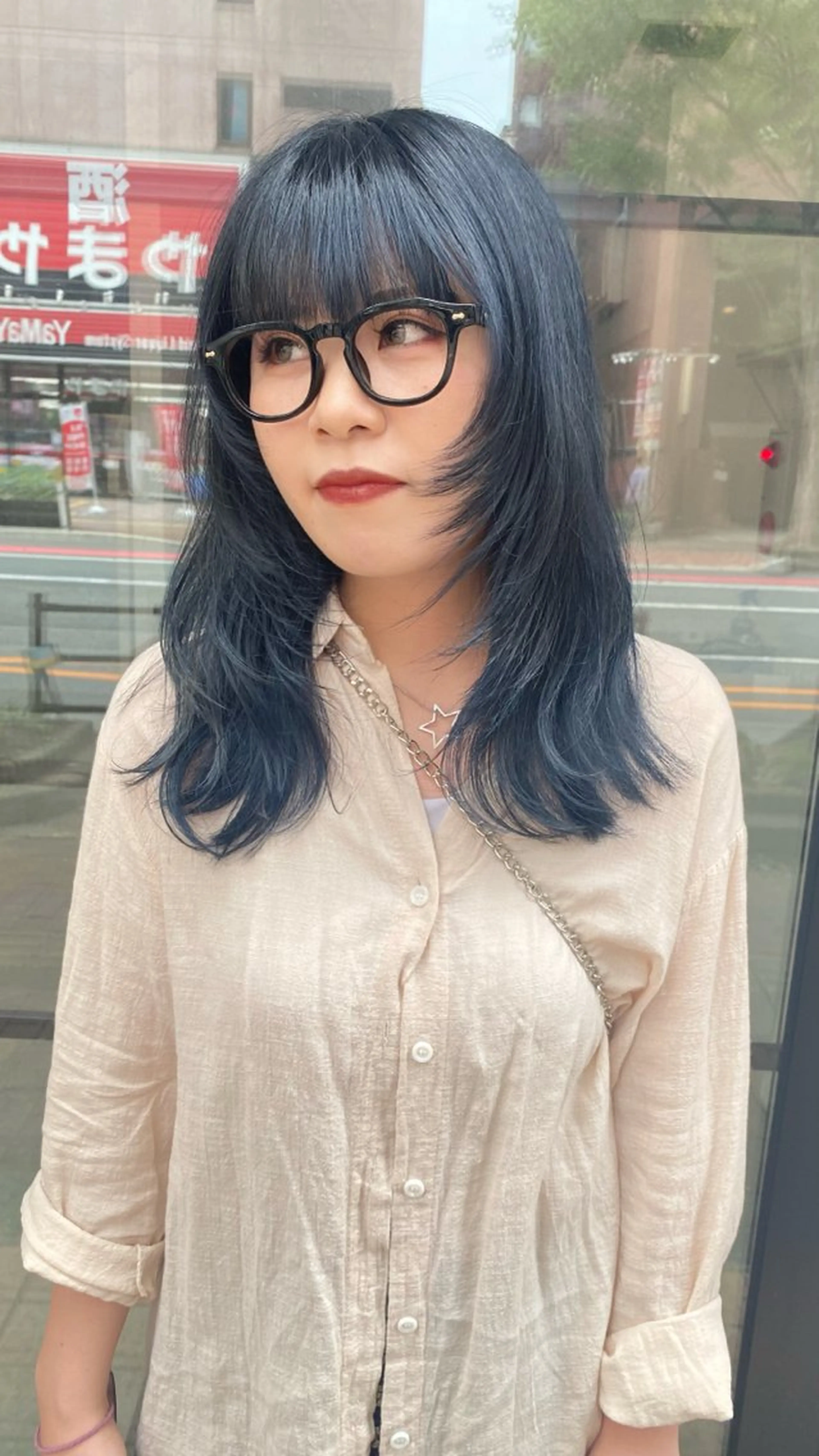 ミディアム カラー 縮毛矯正 RURI韓国ボブ 🇰🇷タッセルボブのヘアスタイル