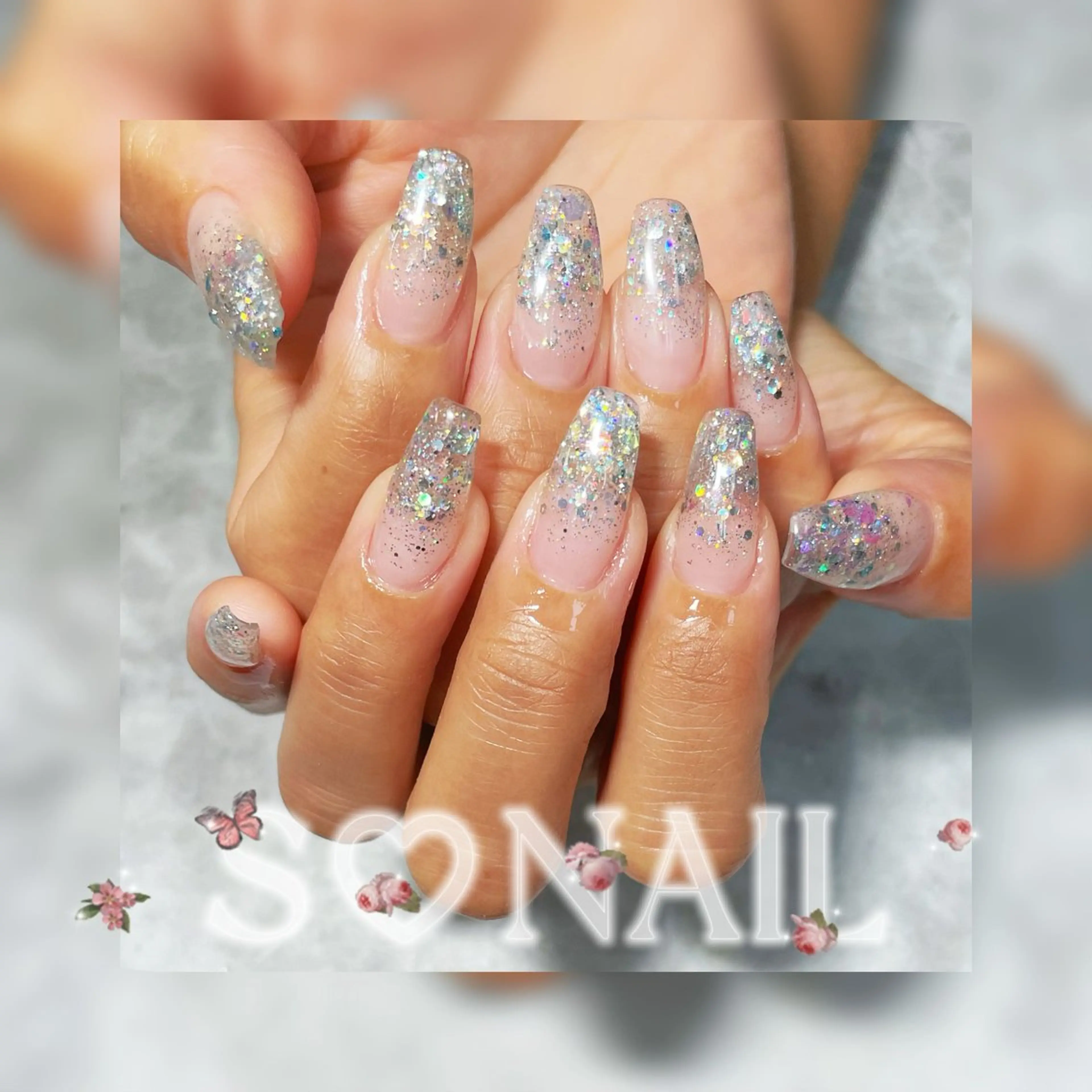 ネイル グラデーション ラメ(グリッター) ラメグラデーション 持ち込み ハンドネイル S♡NAIL所属・S.NAIL Suuのネイルデザイン