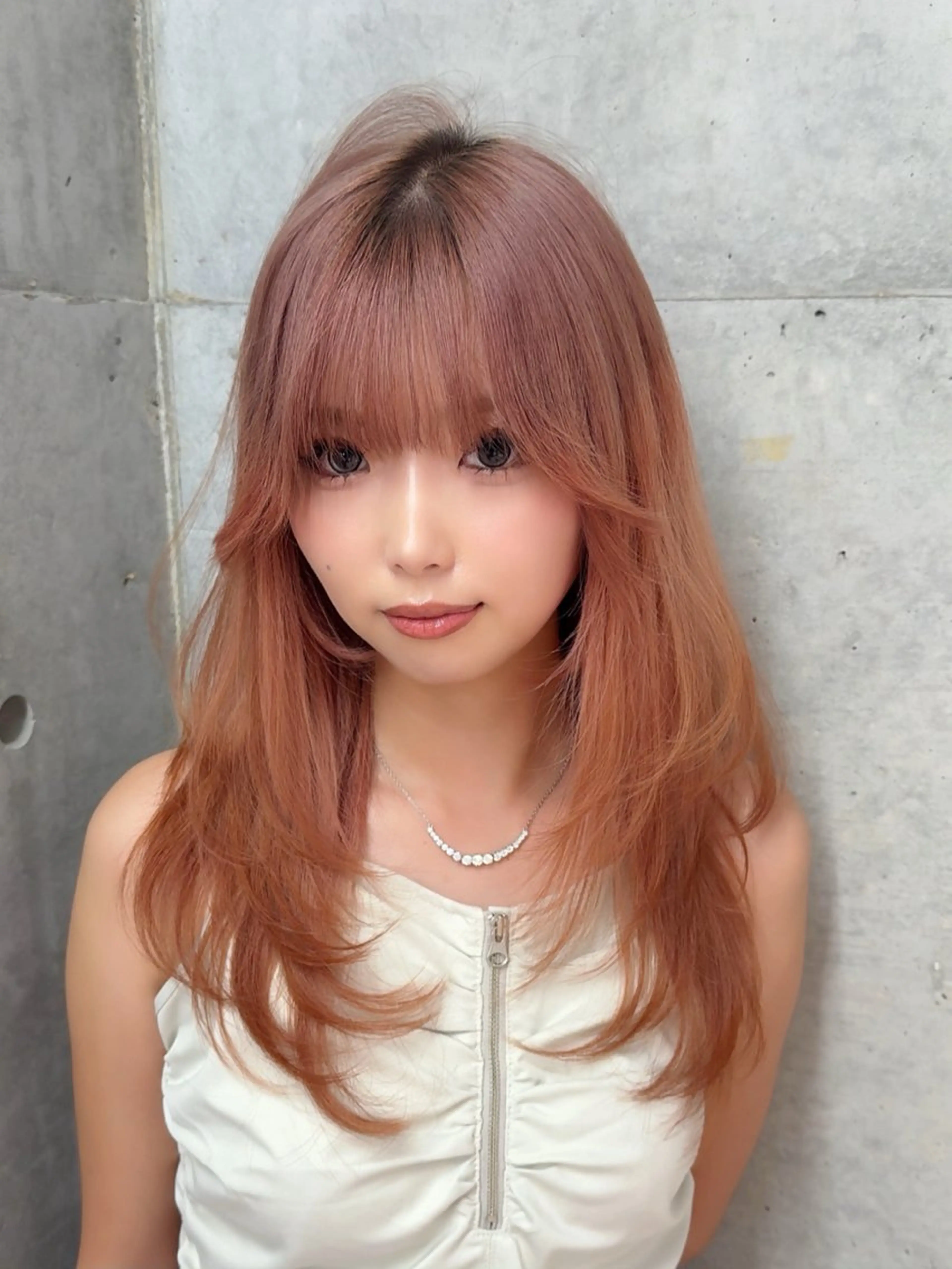 セミロング カラー カット ヘアカラー トリートメント ケアブリーチ 韓国レイヤーKYONのヘアスタイル