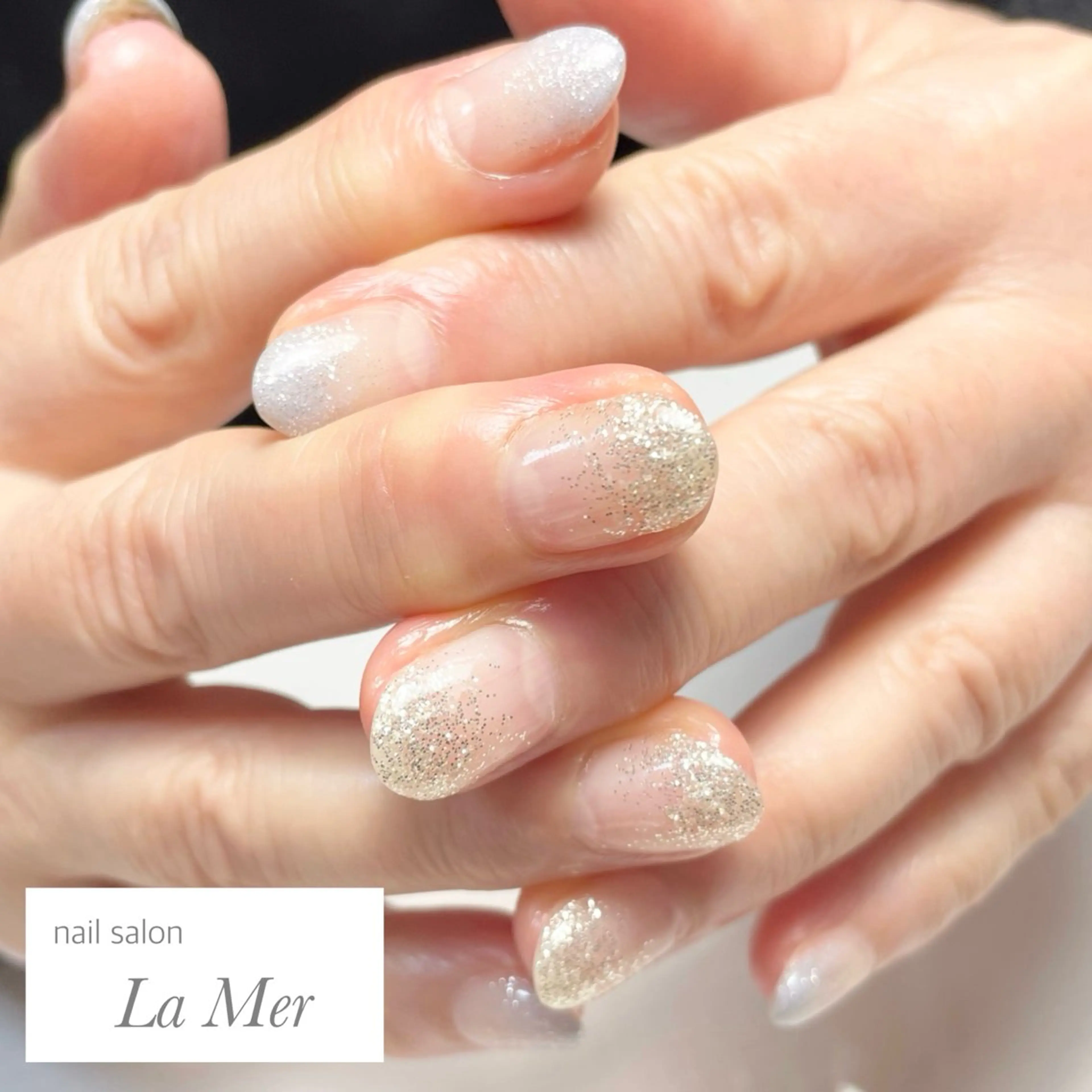ネイル グラデーション ラメ(グリッター) ラメグラデーション オフィスネイル パープル ハンドネイル nailsalon La Merのネイルデザイン