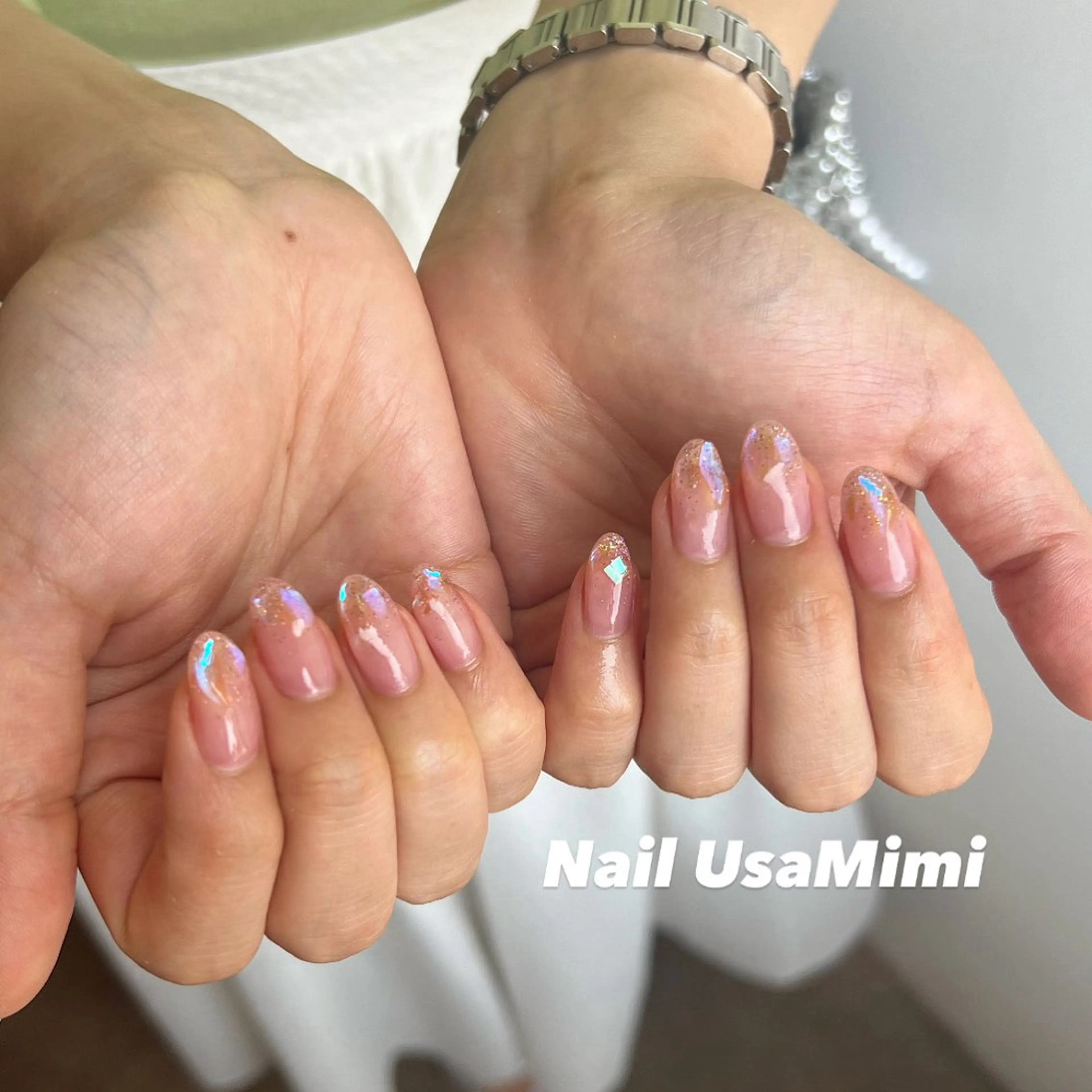 ネイル アートネイル オーロラネイル チークネイル フレンチネイル ジェルネイル ハンドネイル 本町NailUsa Mimi RIKOのネイルデザイン