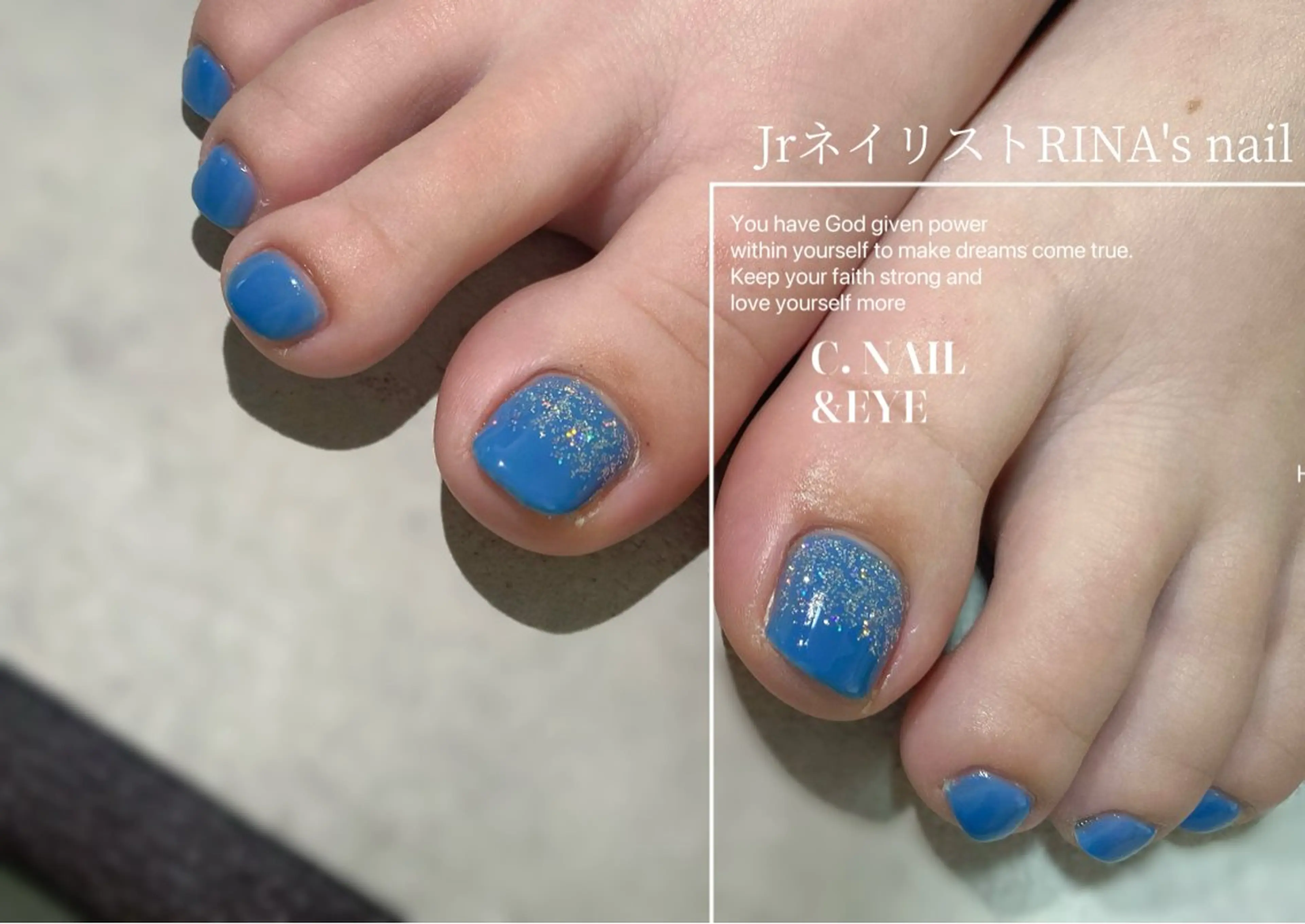ネイル 入学式 フラッシュネイル フットネイル 卒業式 氷ネイル・うるうるネイル フットネイル C.Nail &Eye筑紫駅のネイルデザイン