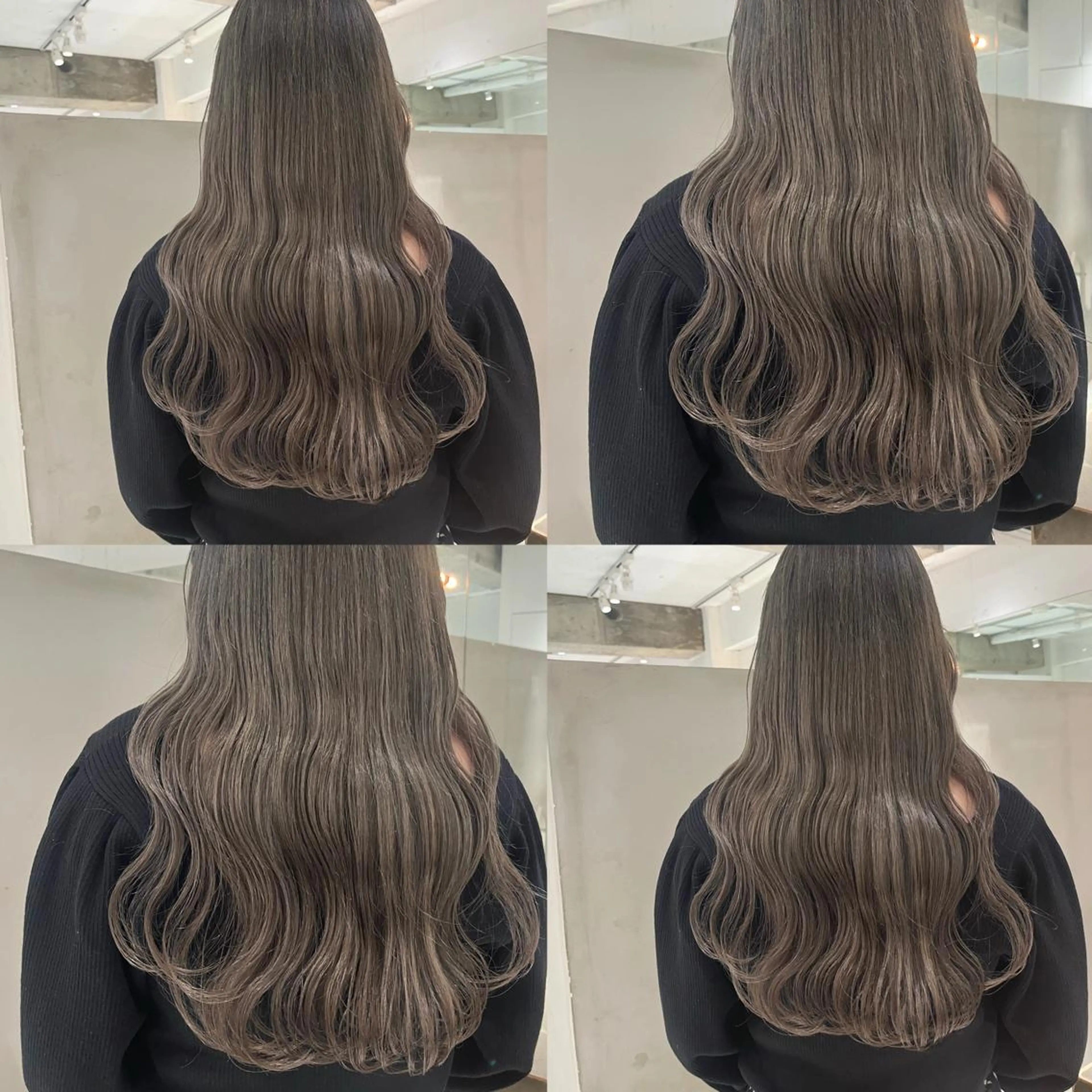 ロング カラー 透明感カラー ダブルカラー グレージュ ハイトーンカラー シルバー カット ヘアカラー トリートメント ヘッドスパ ヘアセット カジュアルを女っぽく 𝗮𝘆𝗮𝗰𝗼のヘアスタイル