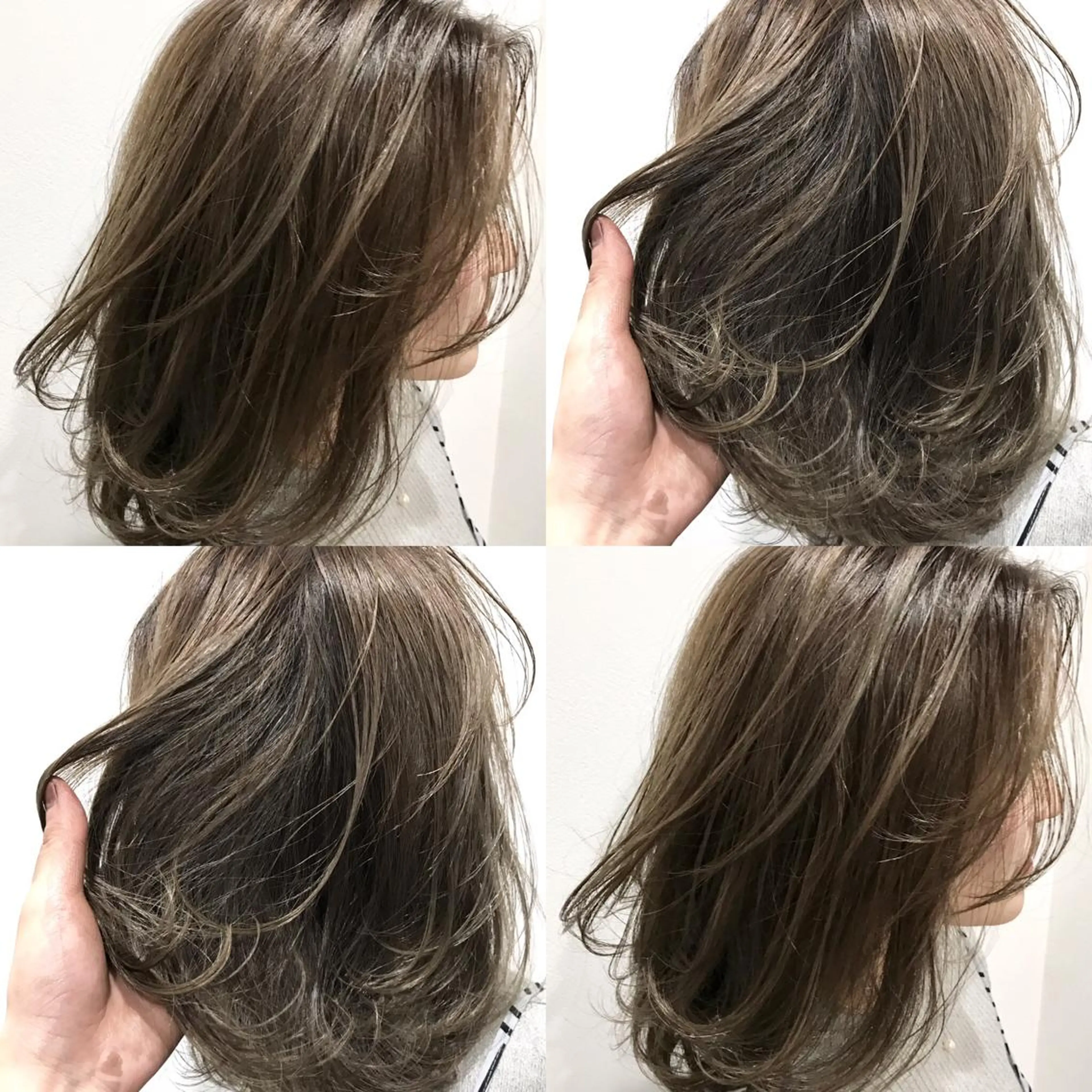 ショート カラー ネイル マツエク・マツパ グレージュ ハイライトカラー ハイライト addict所属・井坂 弘人のヘアスタイル