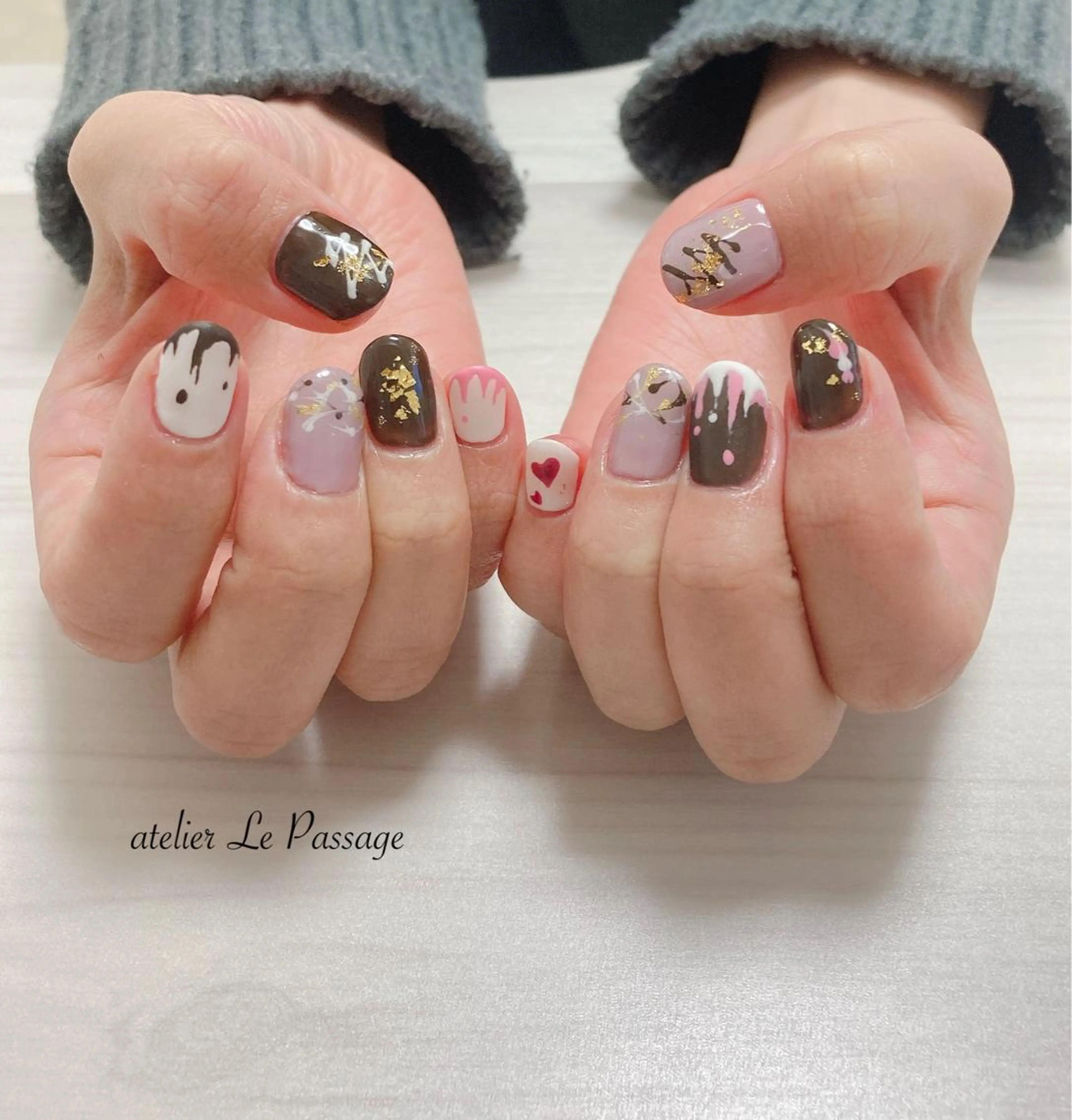 ネイル ジェルネイル パラジェル 春ネイル バレンタイン 冬ネイル Atelier Le Passage所属・h nakatsukaのネイルデザイン