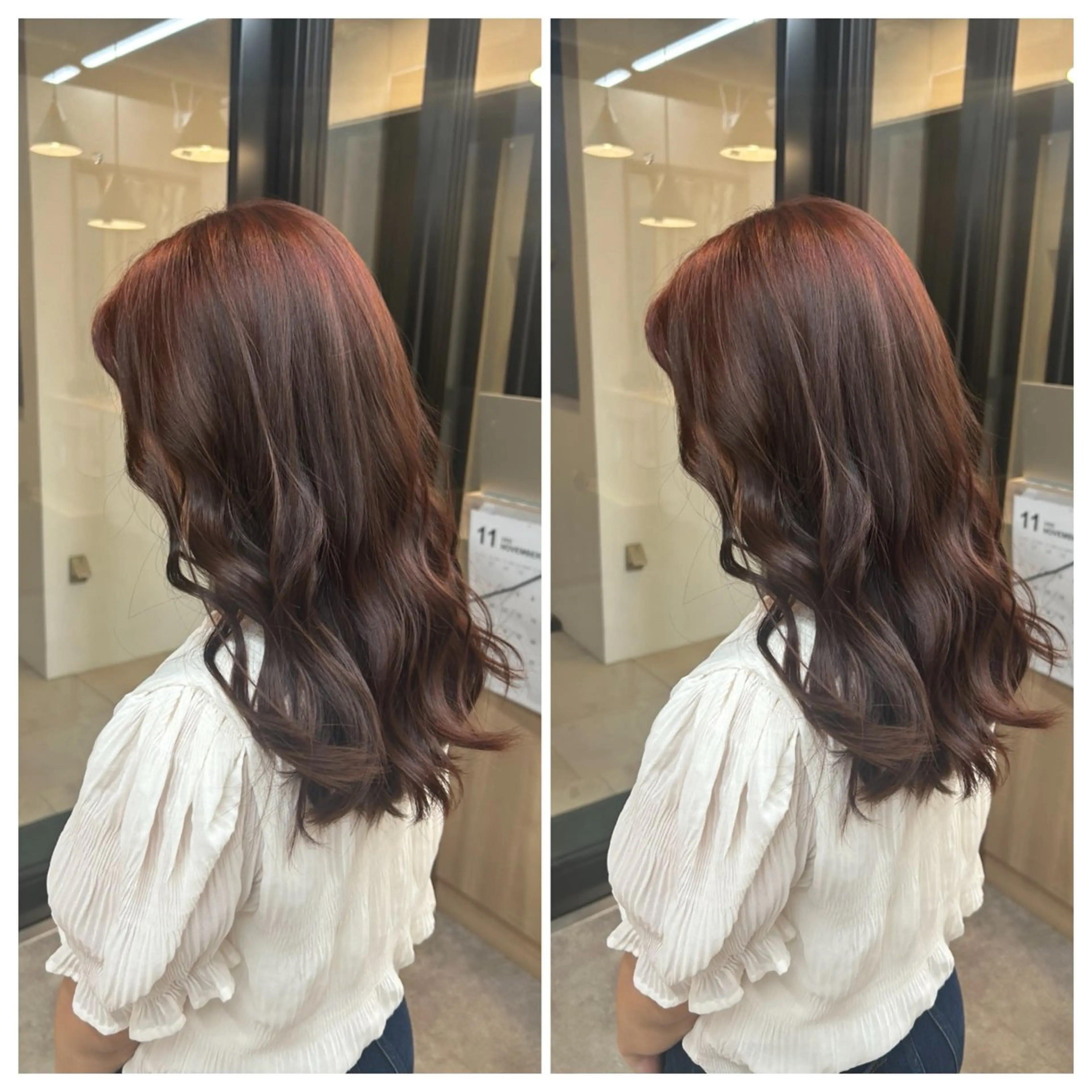 セミロング カラー 富原 そらのヘアスタイル