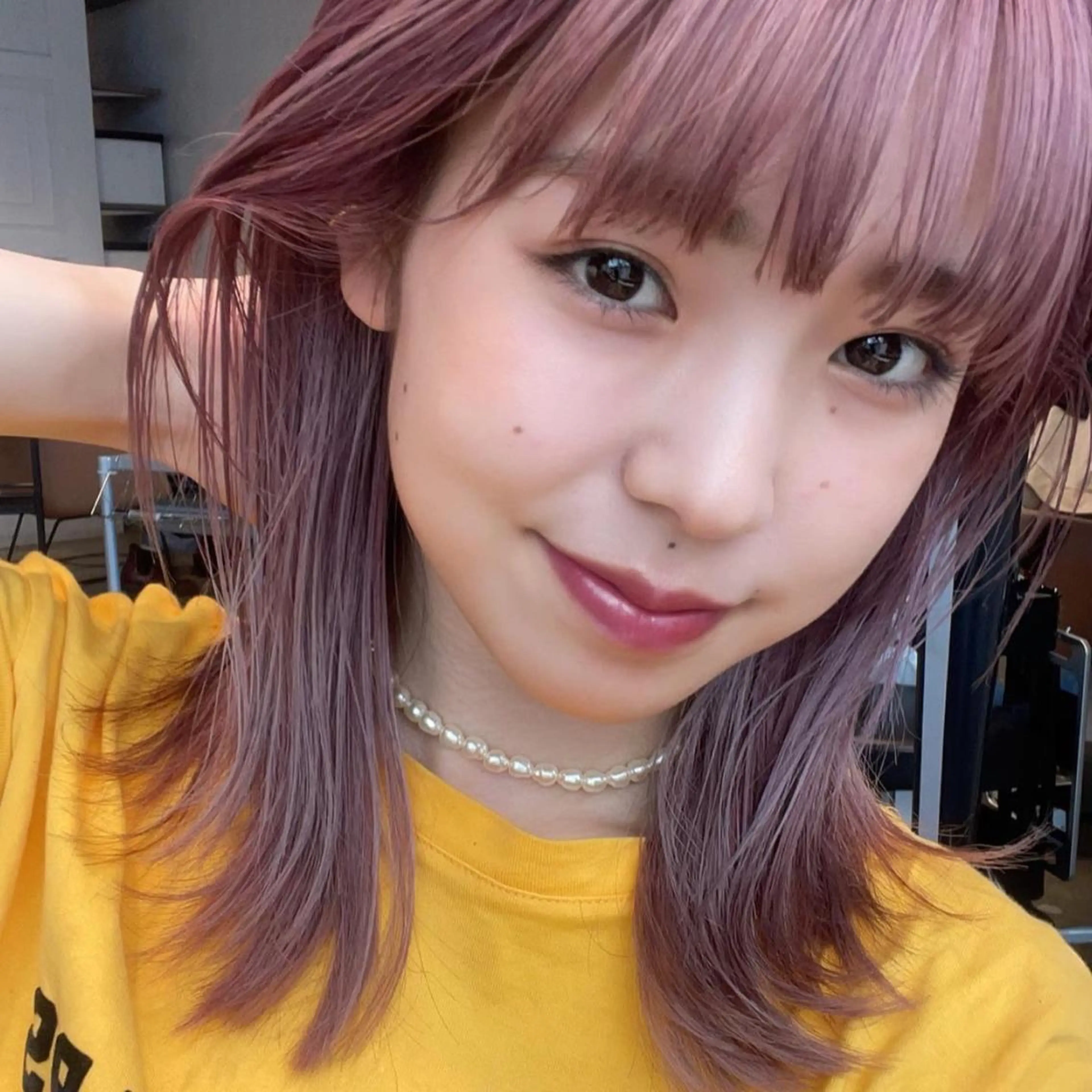 セミロング カラー ヘアアレンジ ラベンダーカラー ラベンダーピンク ピンクカラー 【柔らか透明感✨/ 似合せ前髪】大石葉月のヘアスタイル