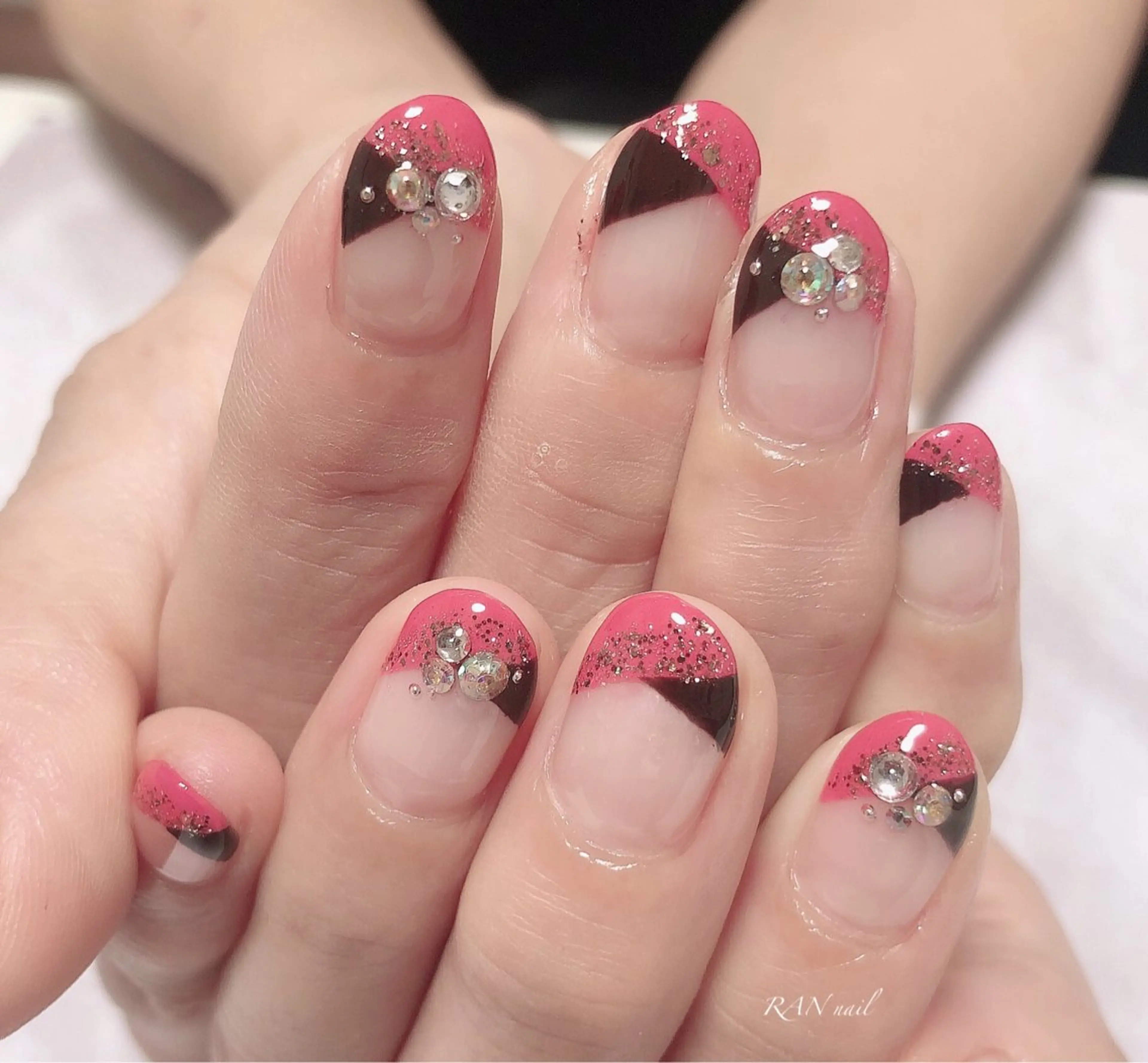 ネイル ブラウン フレンチネイル ニュアンスネイル ピンク RAN nail 〜ランネイル〜所属・RAN nailのネイルデザイン
