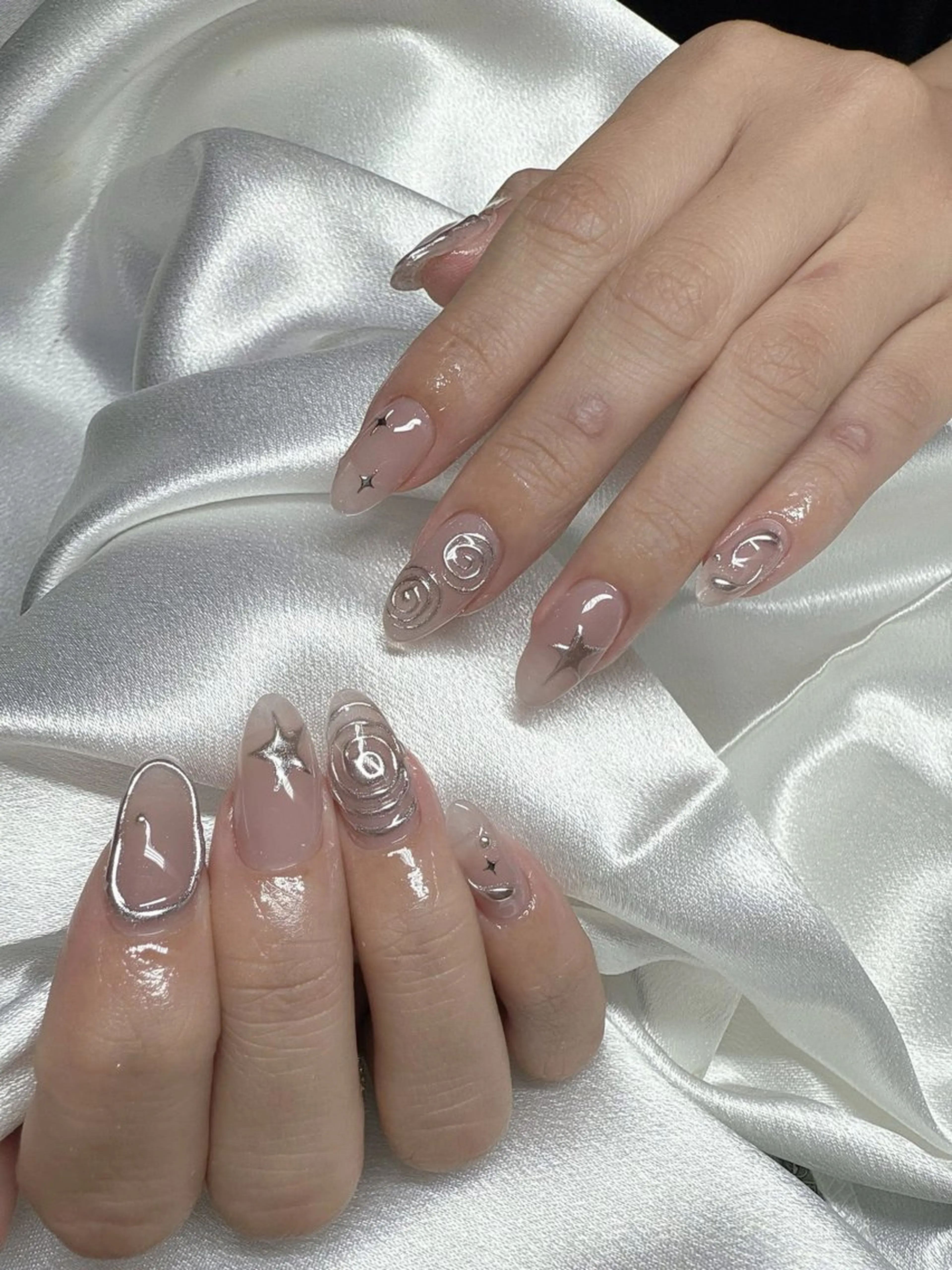 ネイル チークネイル 桜ネイル 長さ出し フットネイル ジェルネイル YURI NAILのネイルデザイン