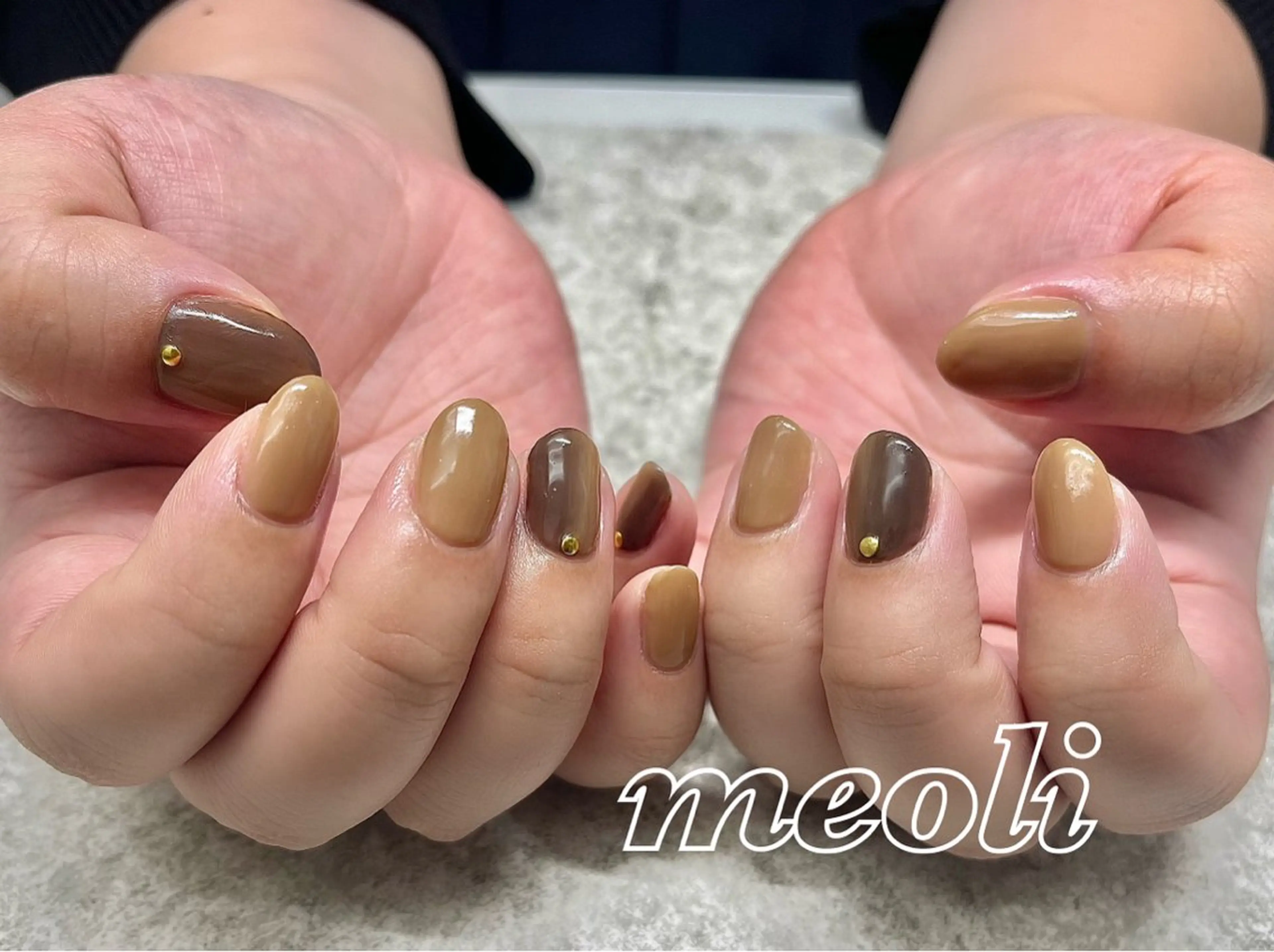 ネイル ブラウン シンプルネイル ハンドネイル nail salon meoli アヤのネイルデザイン