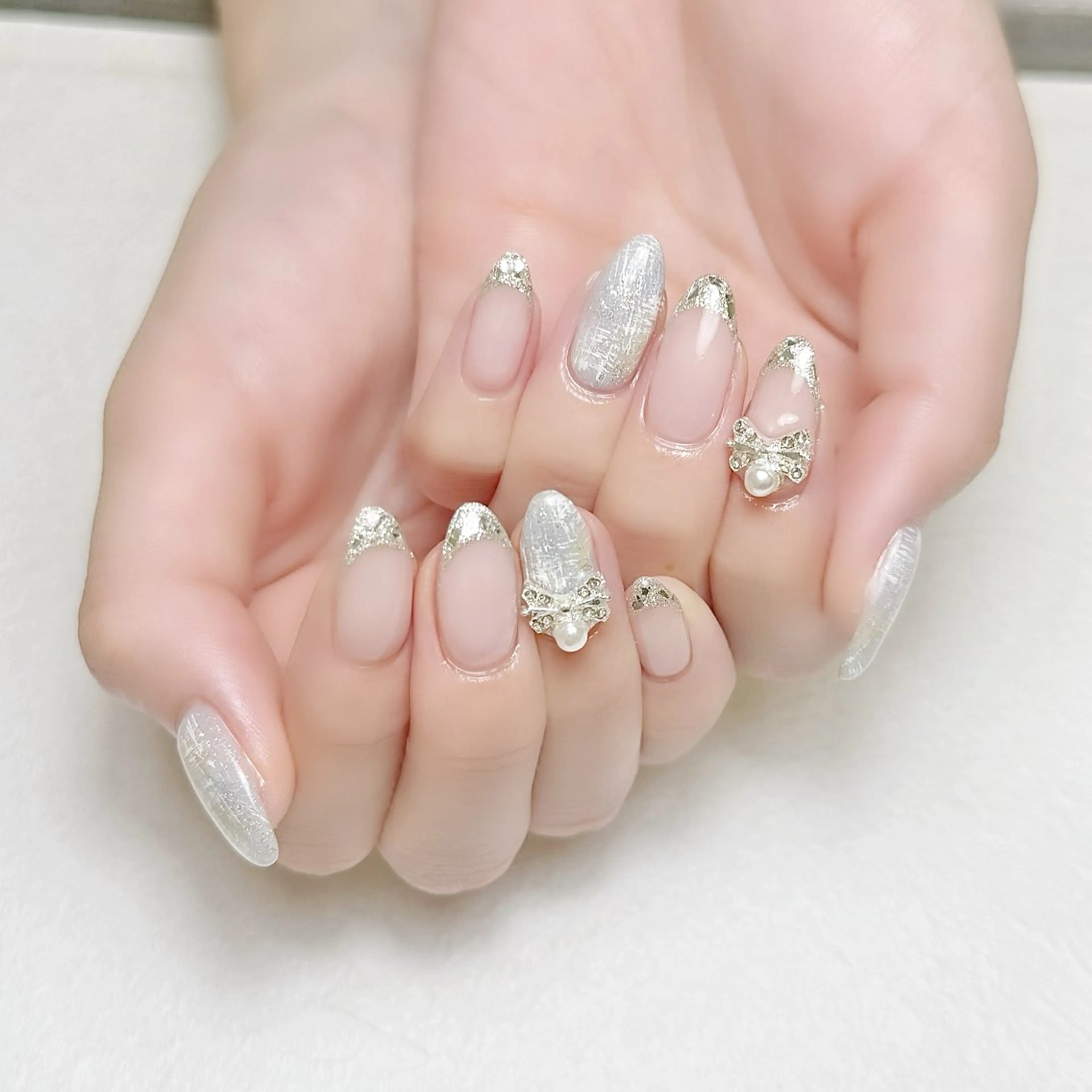 ネイル フレンチネイル ガラスフレンチ オフィスネイル ツイードネイル rouse nail RISATOのネイルデザイン