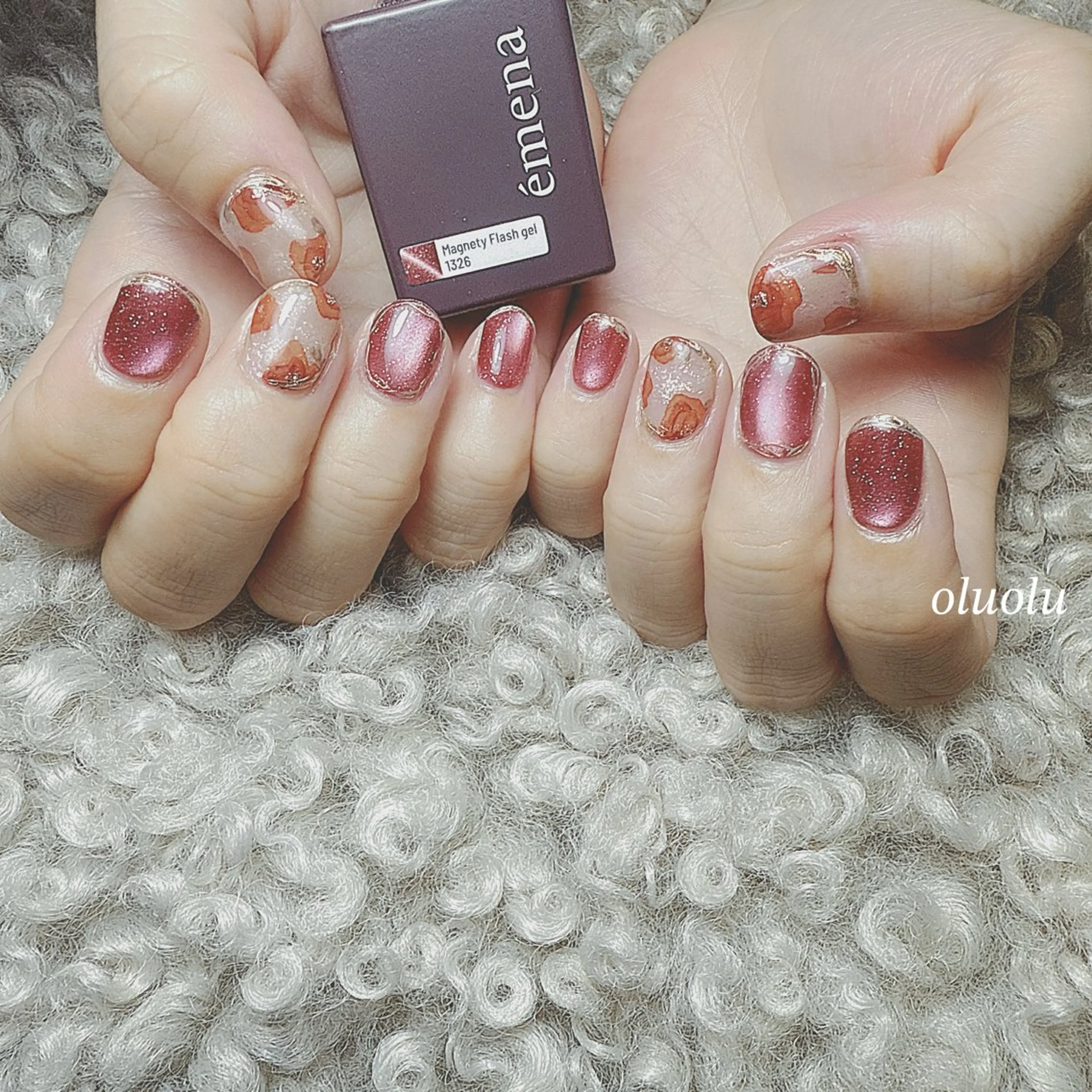 ネイル アートネイル フラッシュネイル フラワーネイル ジェルネイル マグネットネイル ハンドネイル 大村 紬華のネイルデザイン