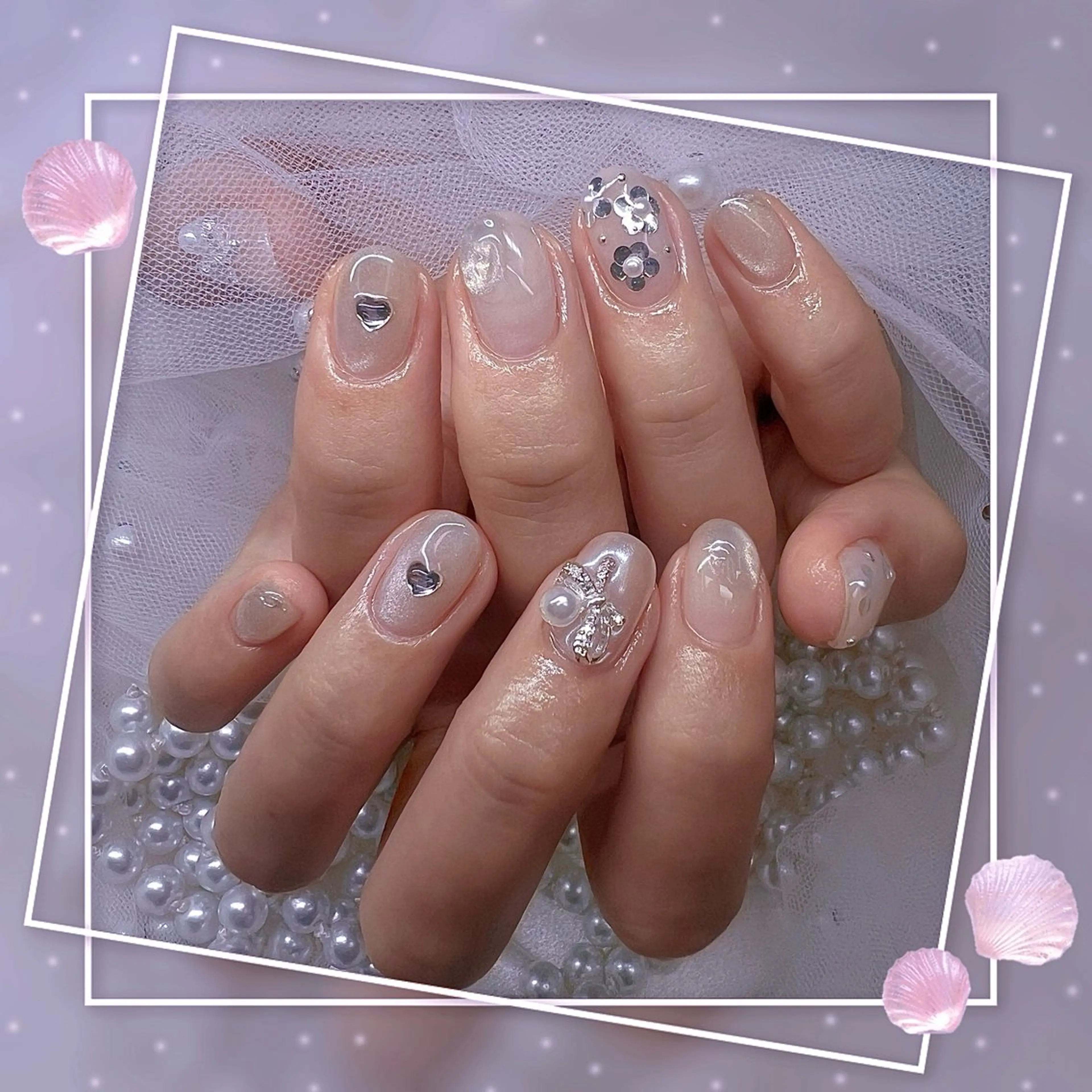 ネイル チークネイル フレンチネイル グラデーション マグネットネイル マグネットフレンチ ハンドネイル ハンドケア Chill Nailsalonのネイルデザイン