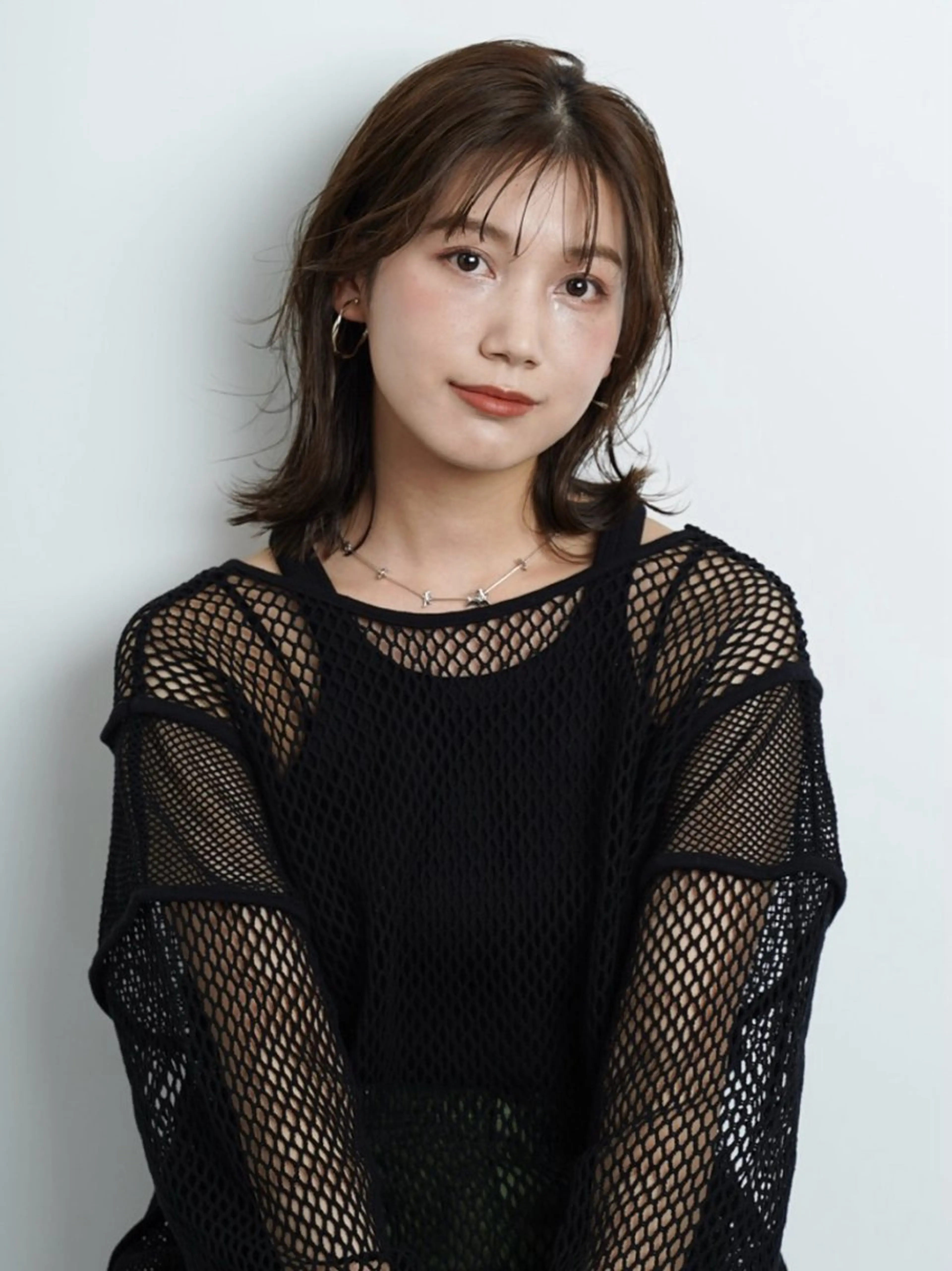 ミディアム カラー 透明感カラー 顔周りカット 似合わせカット 園田あずさ/髪質改善 /透明感カラーのヘアスタイル