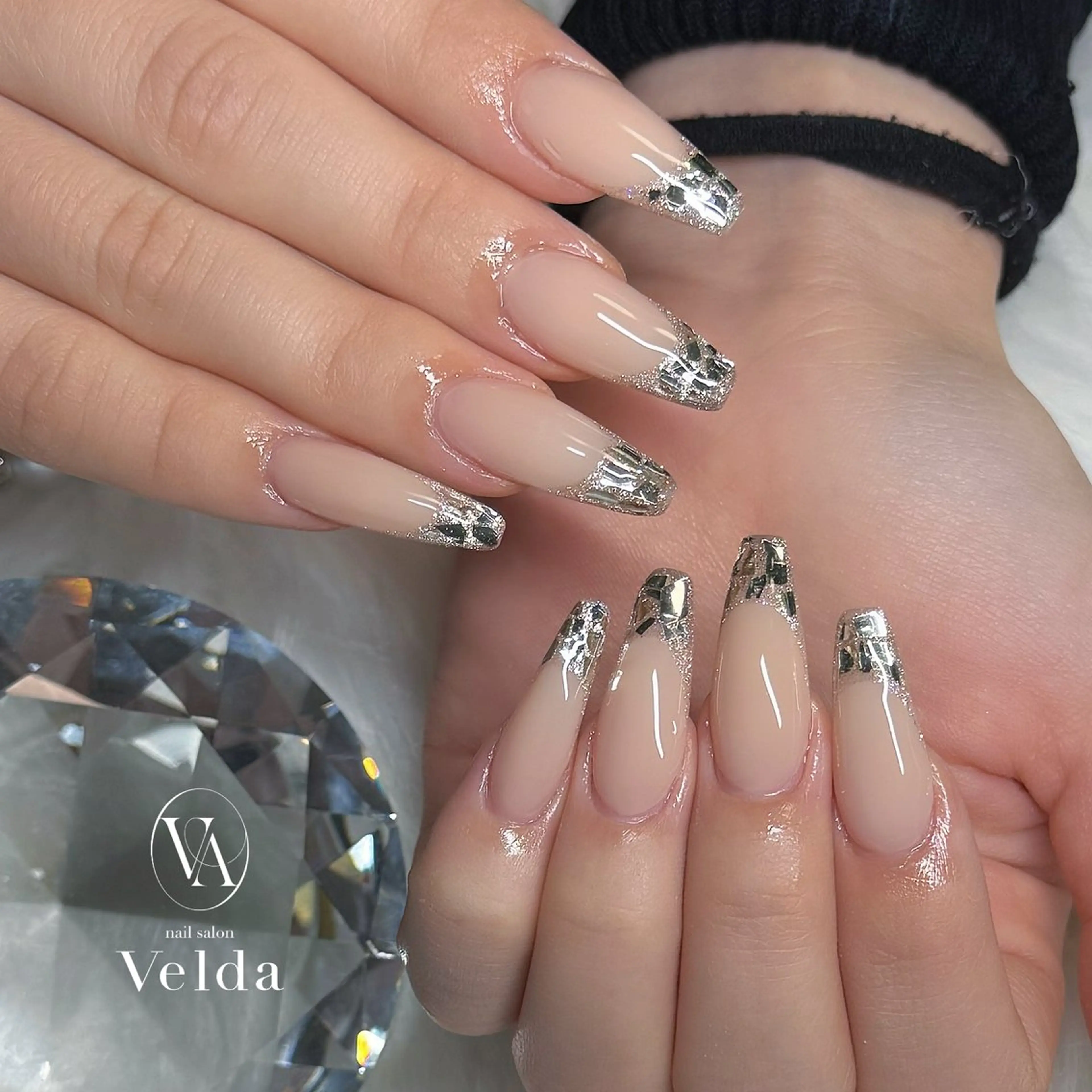 ネイル フレンチネイル ガラスフレンチ 💎スカルプ💎 Velda(ベルダ)のネイルデザイン