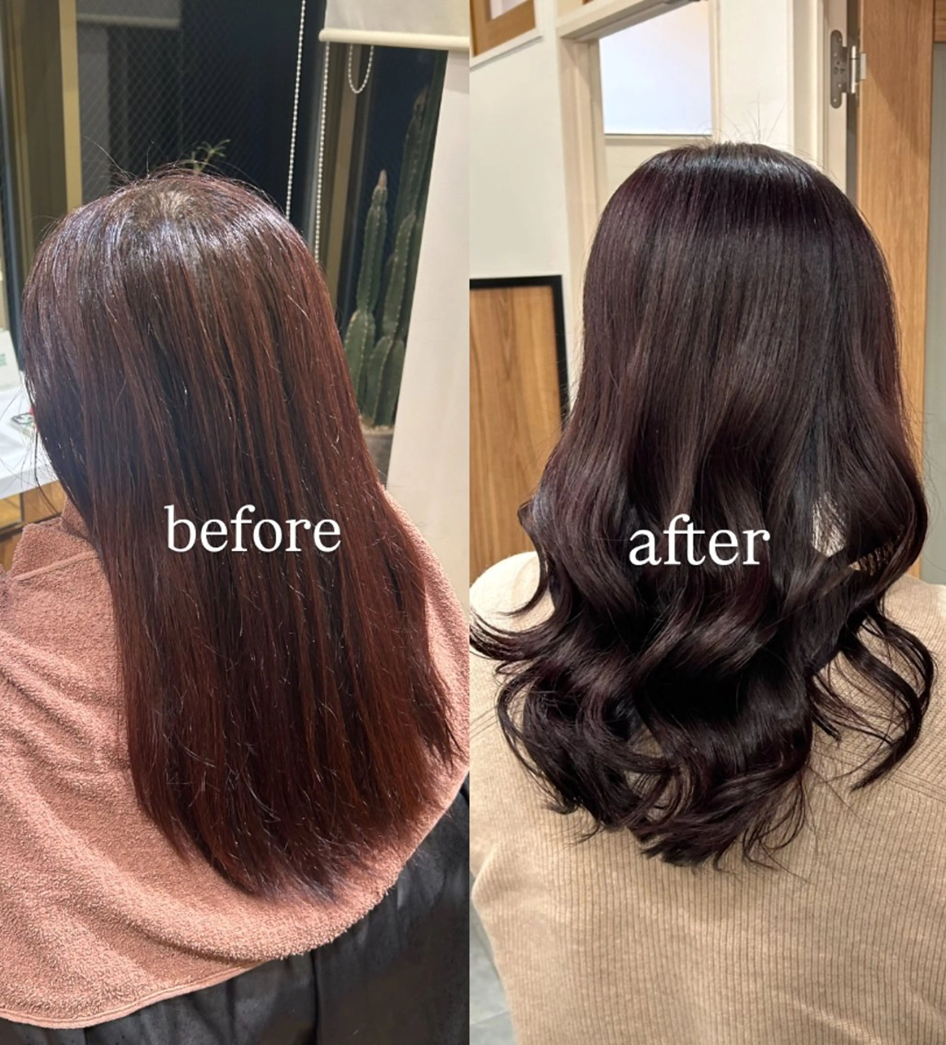 カラー ボルドーカラー ヘアカラー 根本 琴子のヘアスタイル