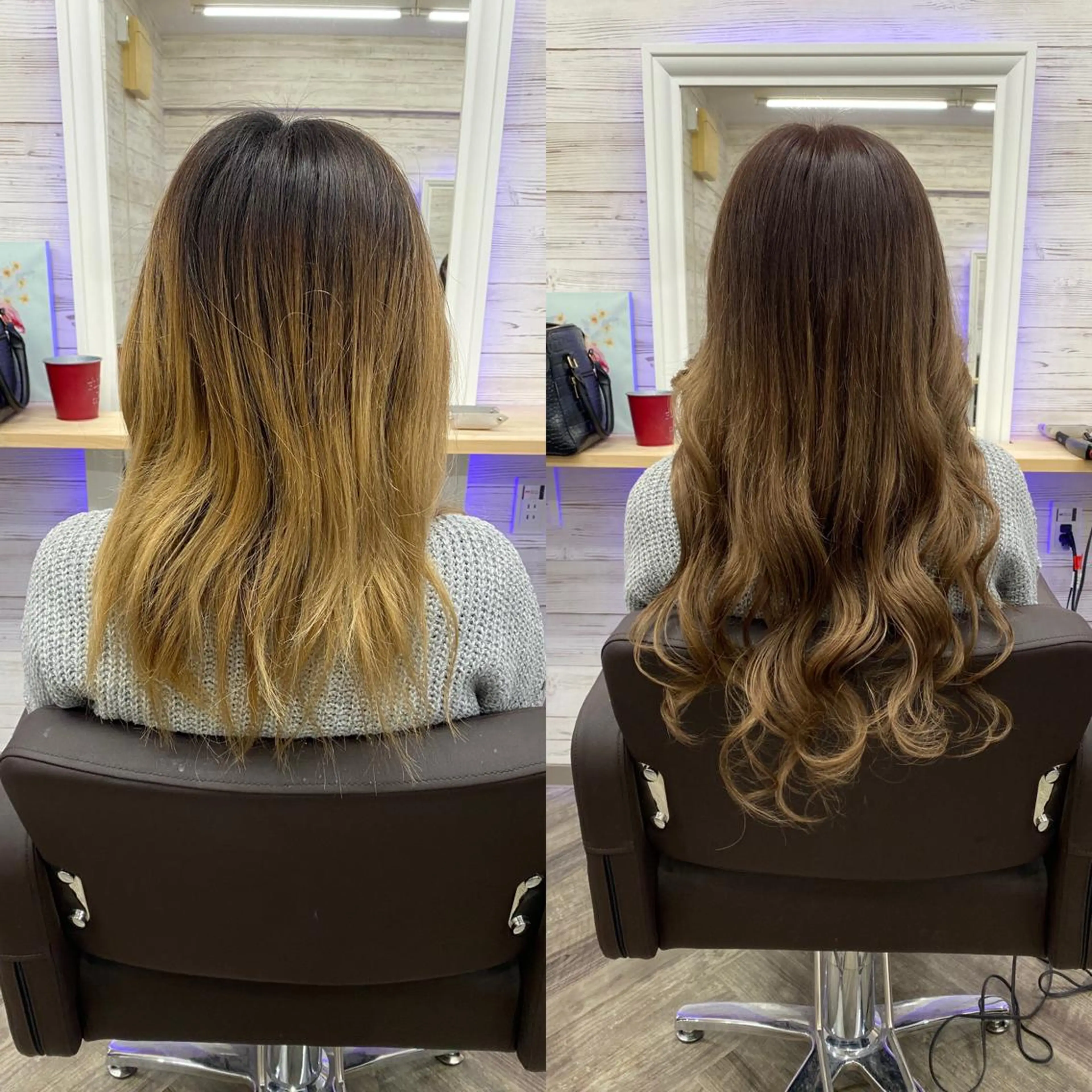 ロング カラー ヘアアレンジ アイブロウ ショートボブ 編み込みエクステ シールエクステ バレイヤージュ ベージュカラー LAVENDIA 初音のエステ・リラクイメージ