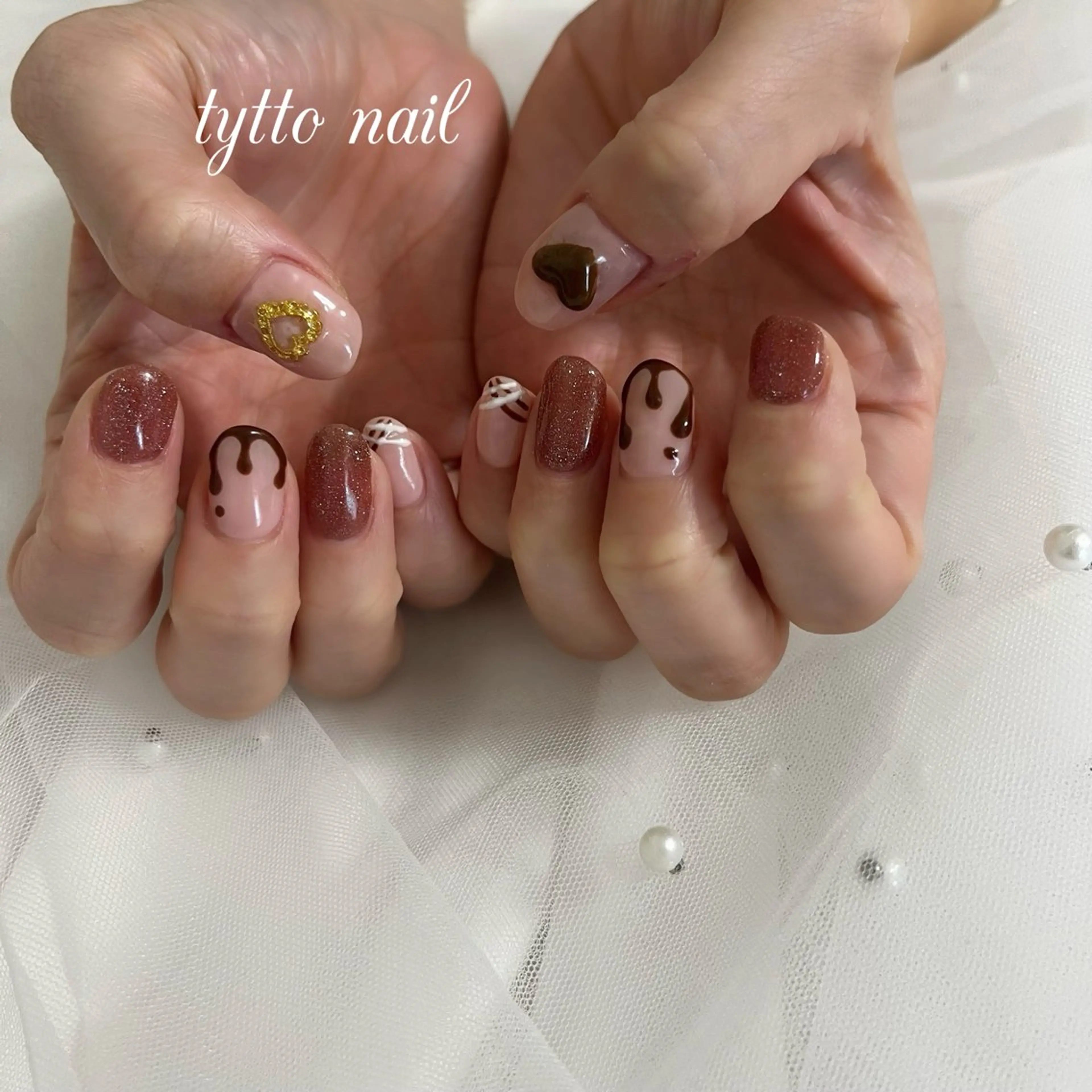 ネイル フラッシュネイル ハート キラキラネイル ラメ(グリッター) オフィスネイル ハンドネイル tytto nail ❤︎‪‪eri‪‪のネイルデザイン