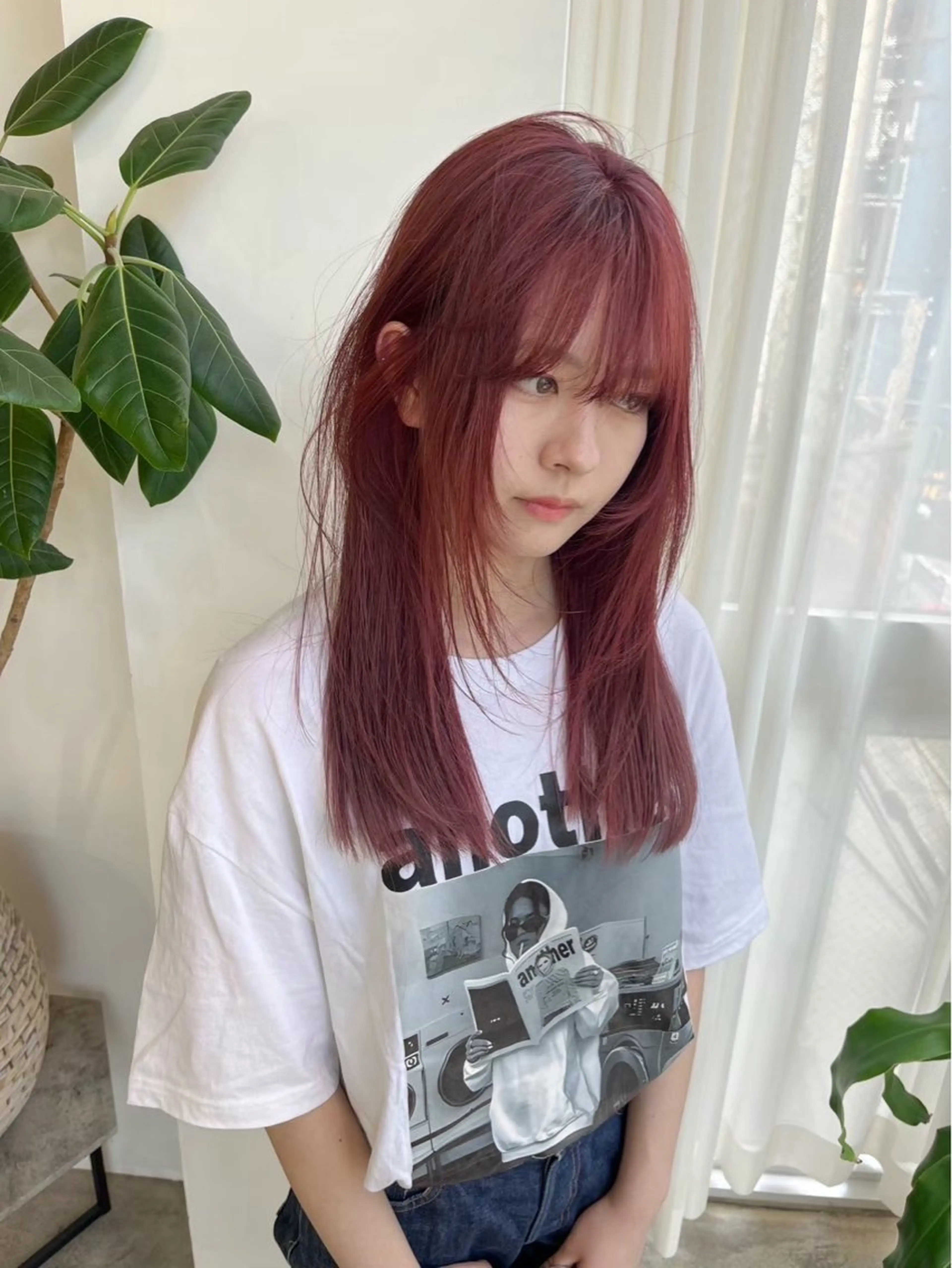 セミロング カラー ブリーチ ブリーチなしカラー ness 一花のヘアスタイル