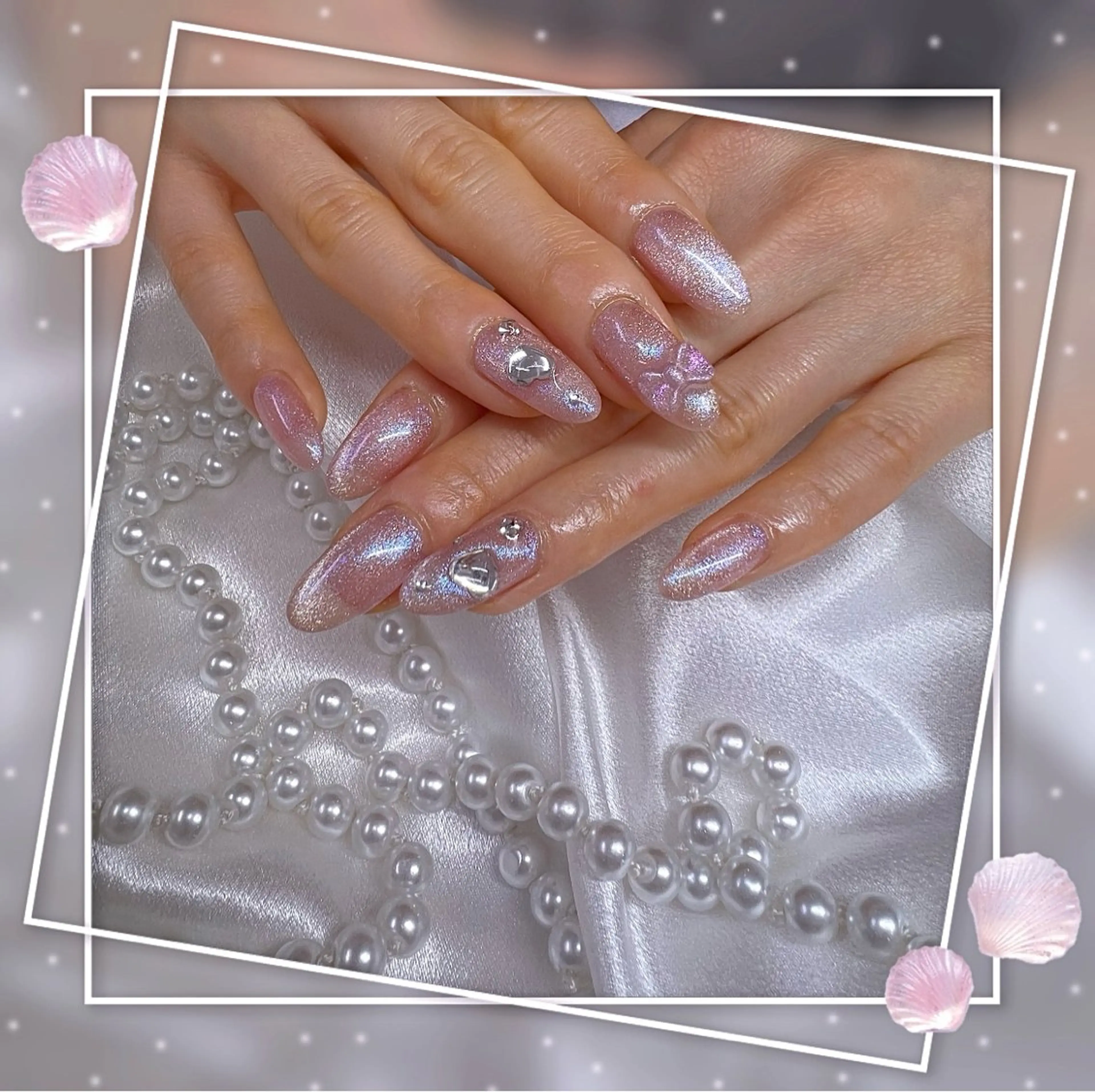 ネイル グラデーション キラキラネイル 韓国ネイル マグネットネイル ピンク ハンドネイル Chill Nailsalonのネイルデザイン
