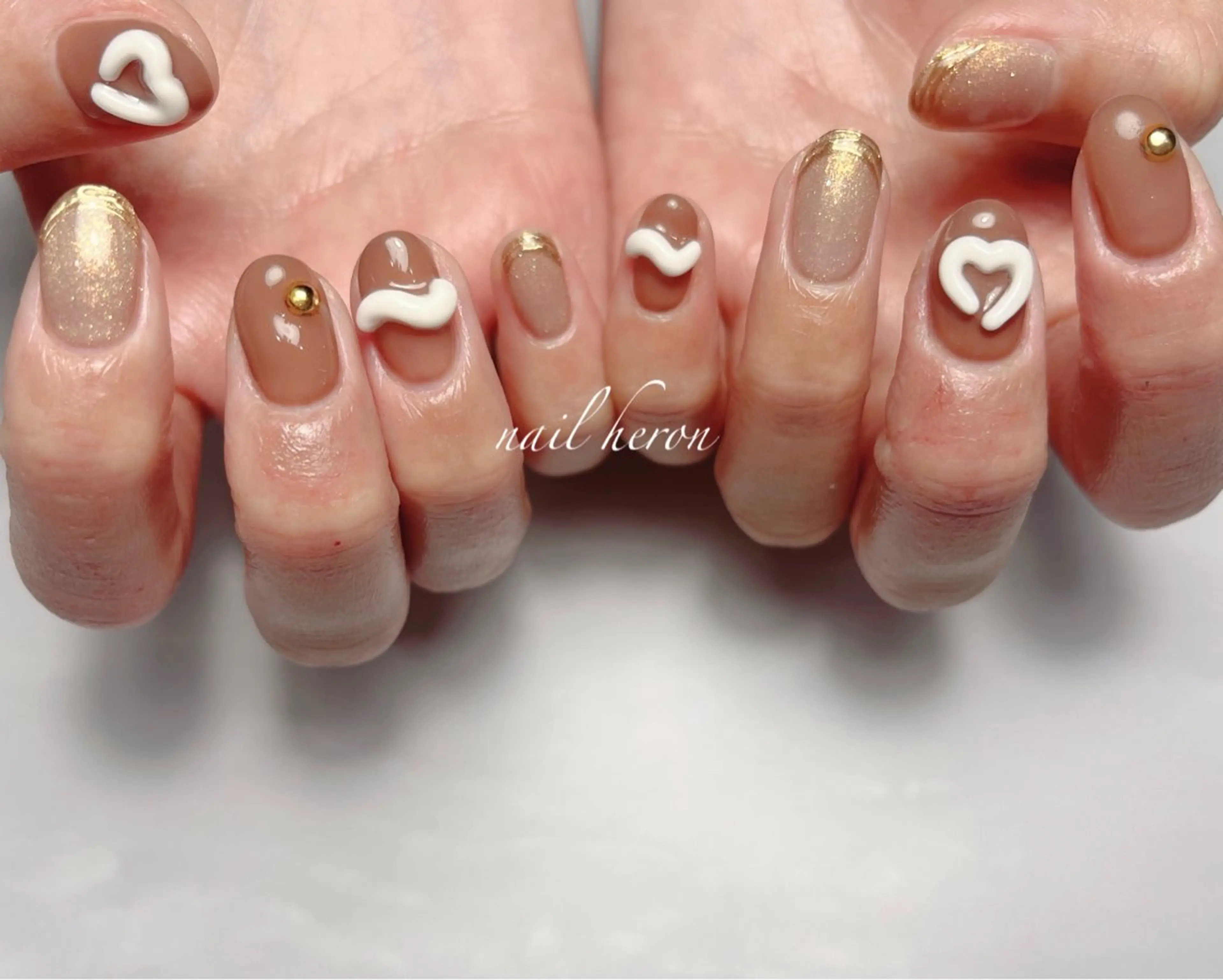 ネイル ハート ぷっくりネイル ハンドネイル nail heron所属・saki_ nail heronのその他イメージ