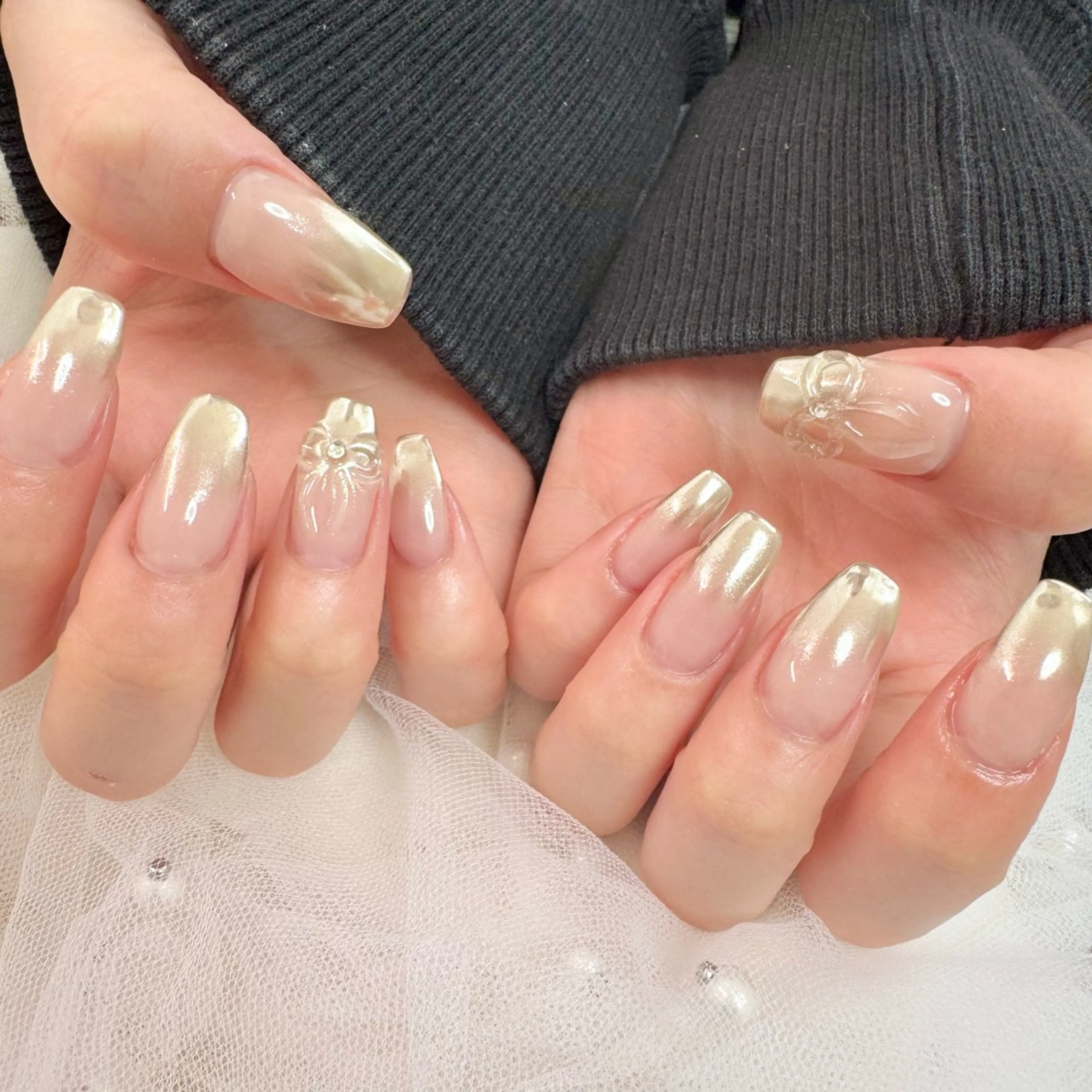 ネイル リボン nail salon e'mu💐のネイルデザイン