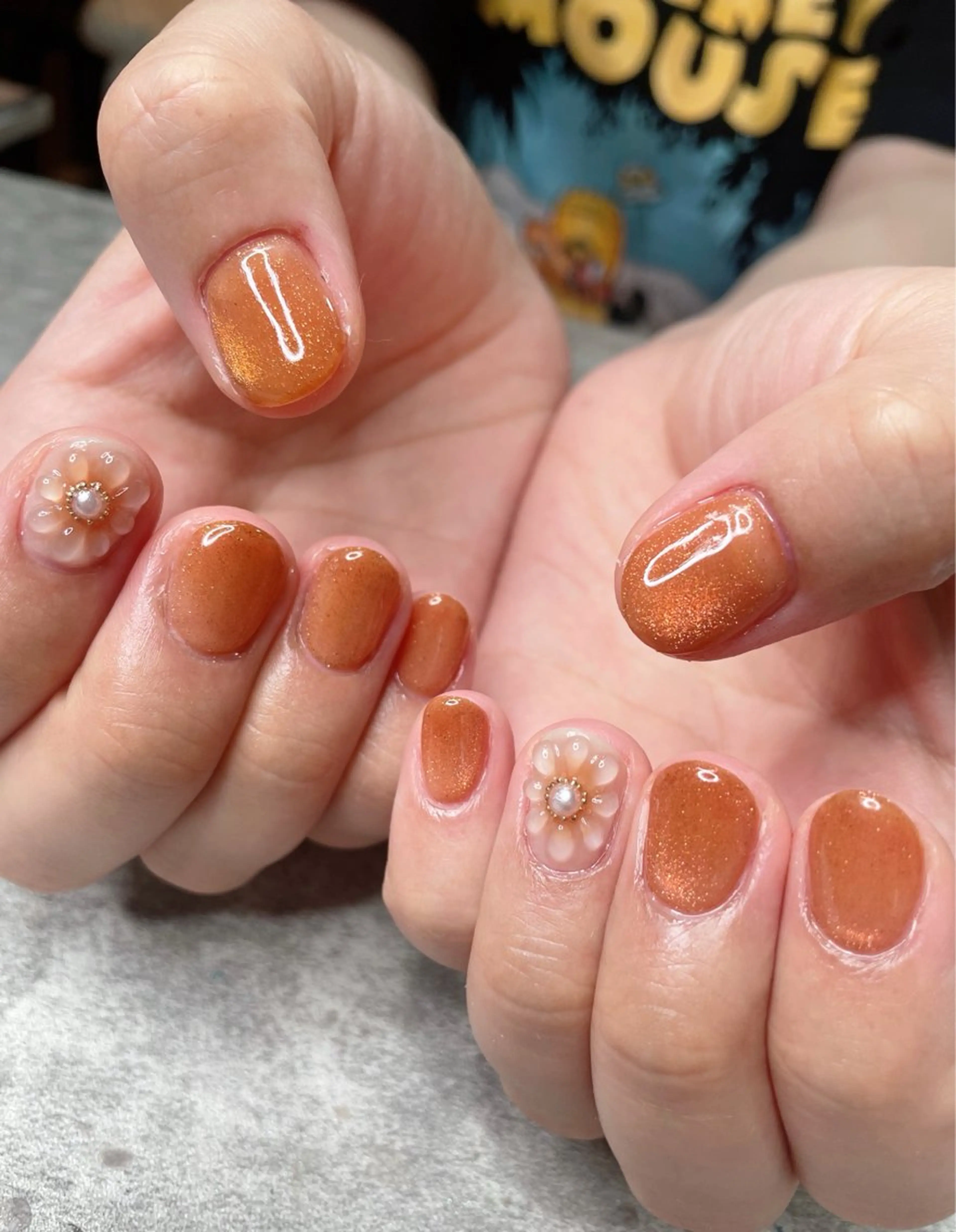 ネイル キラキラネイル マグネットネイル オレンジ 夏ネイル ハンドネイル ma riのネイルデザイン