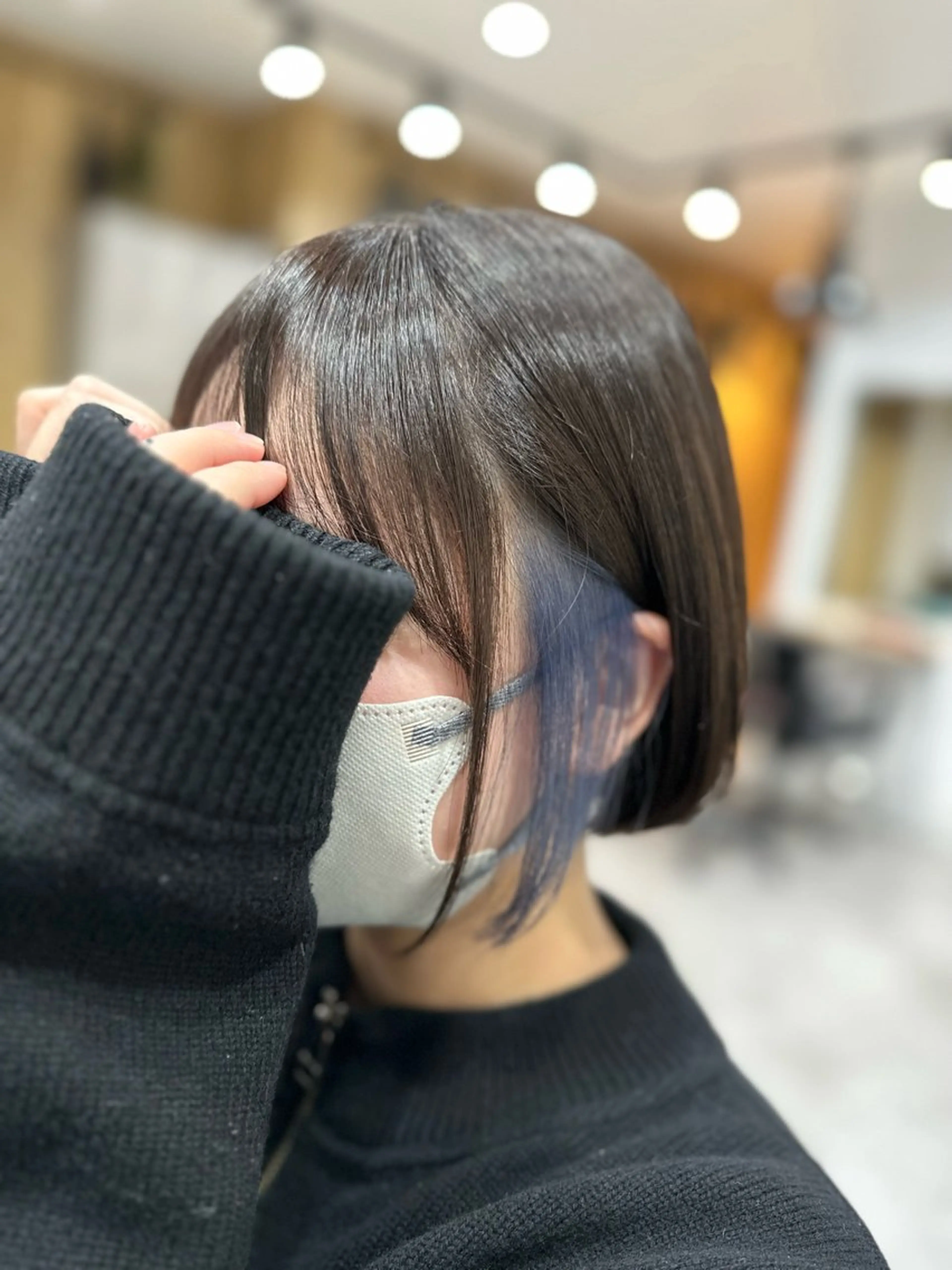 ショート カラー イヤリングカラー ボブ カット ヘアカラー Agu hair trico 久喜3号所属・ハイトーン&透明感 カラー☘️片山優陽のヘアスタイル