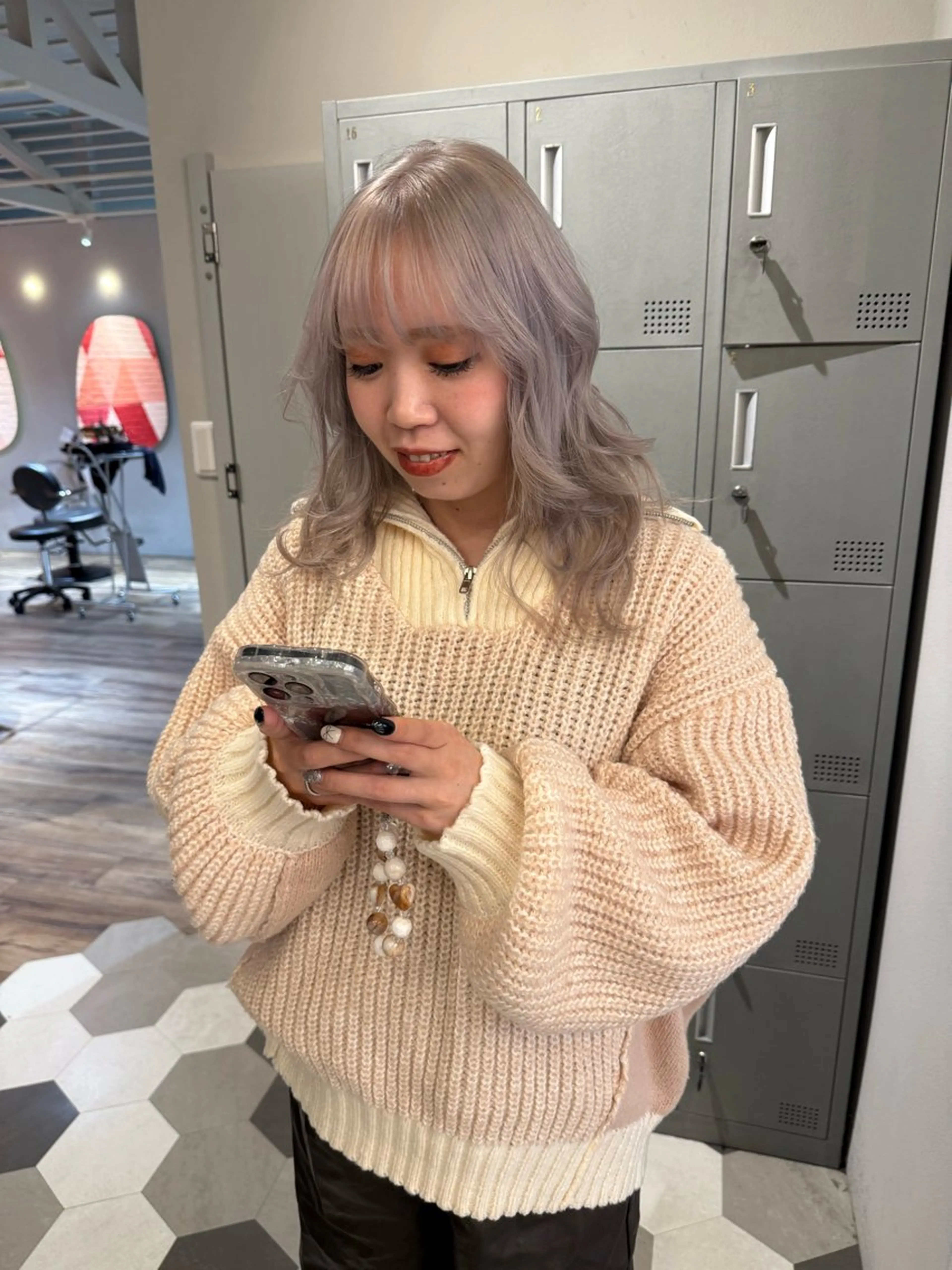 セミロング カラー ヘアカラー ブリーチ/アレンジ 天満/chihiroのヘアスタイル