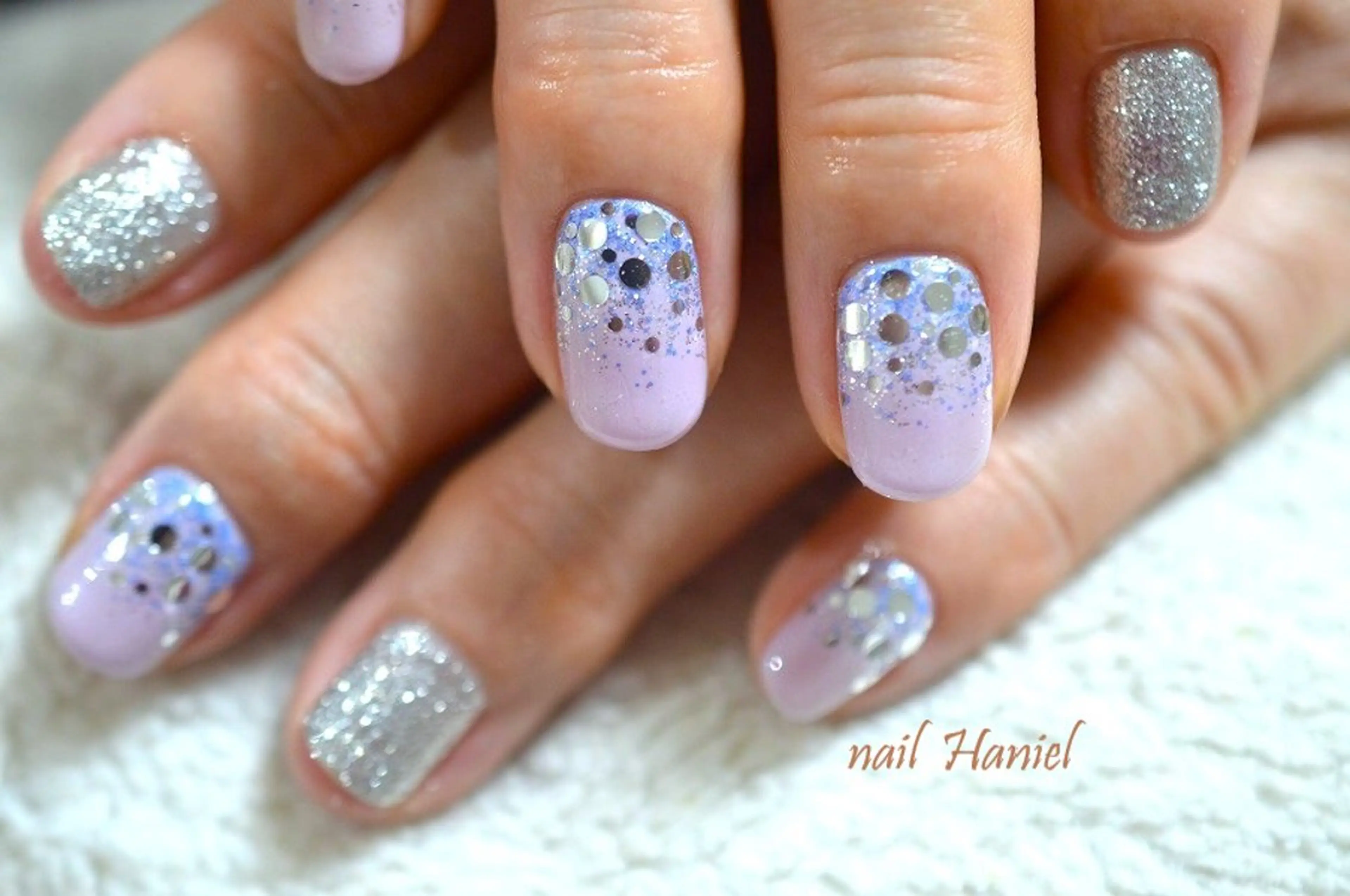 ネイル アートネイル ジェルネイル ホログラムネイル オフィスネイル ワンカラーネイル nail Haniel所属・半蔵門サロンハニエル 魅神 ちよのネイルデザイン