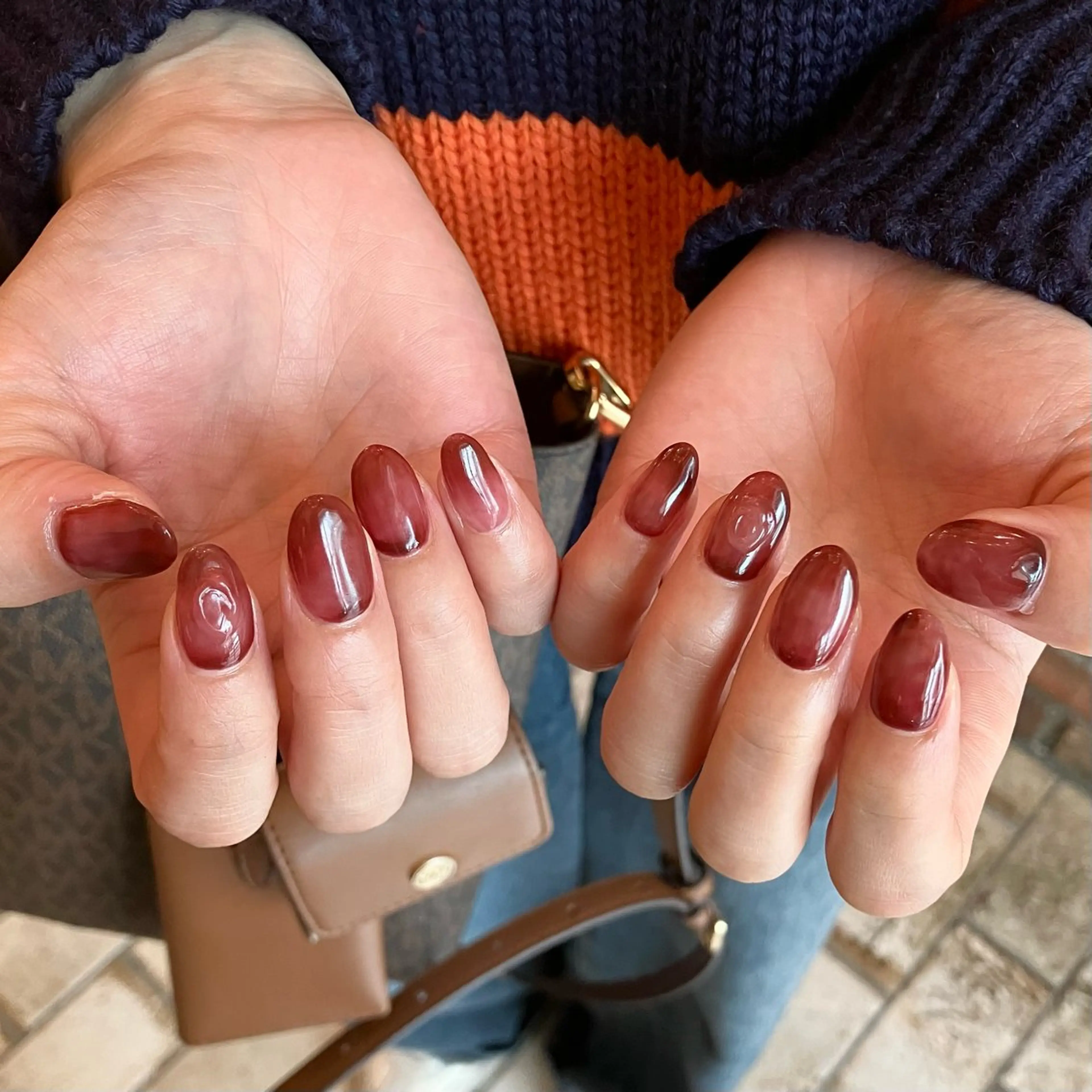 ネイル ボルドー ニュアンスネイル ハンドネイル Take Manaのネイルデザイン